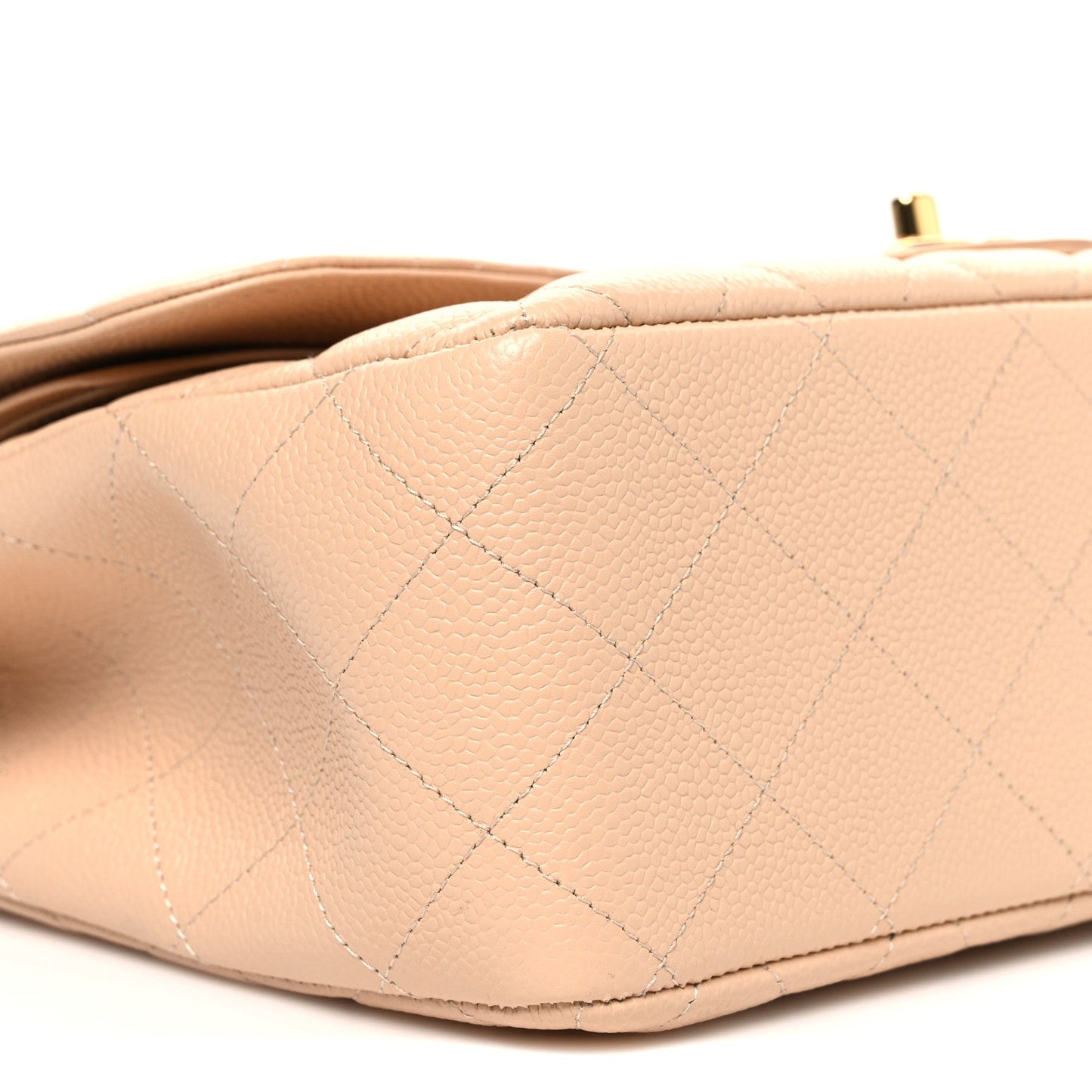 Caviar Quilted Jumbo Double Flap Beige