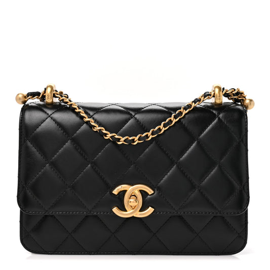 Calfskin Quilted Perfect Fit Flap Black