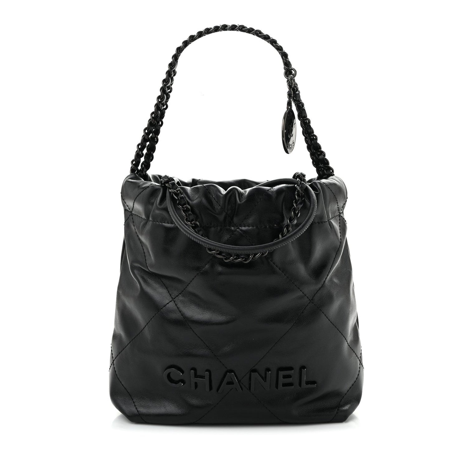Shiny Calfskin Quilted Mini Chanel 22 So Black