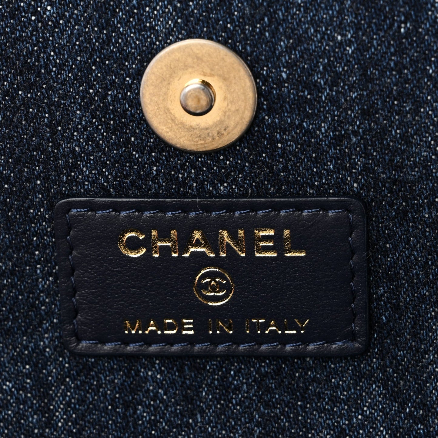 Denim Quilted Chanel 19 Flap Phone Holder With Chain Blue