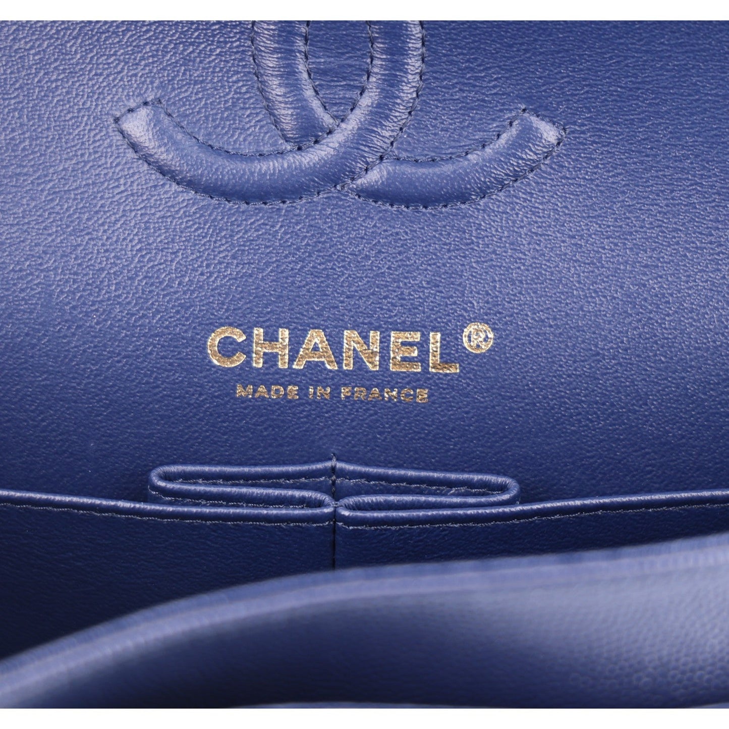 Caviar Quilted Small Double Flap Navy