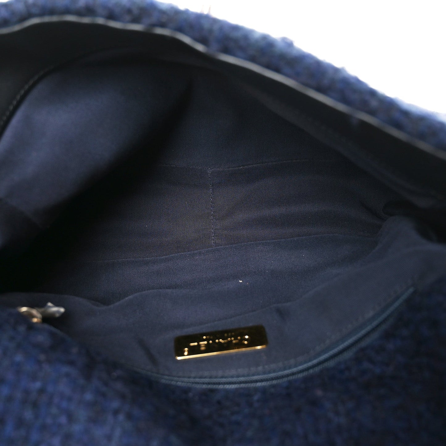 Tweed Quilted Large Chanel 19 Flap Navy Blue