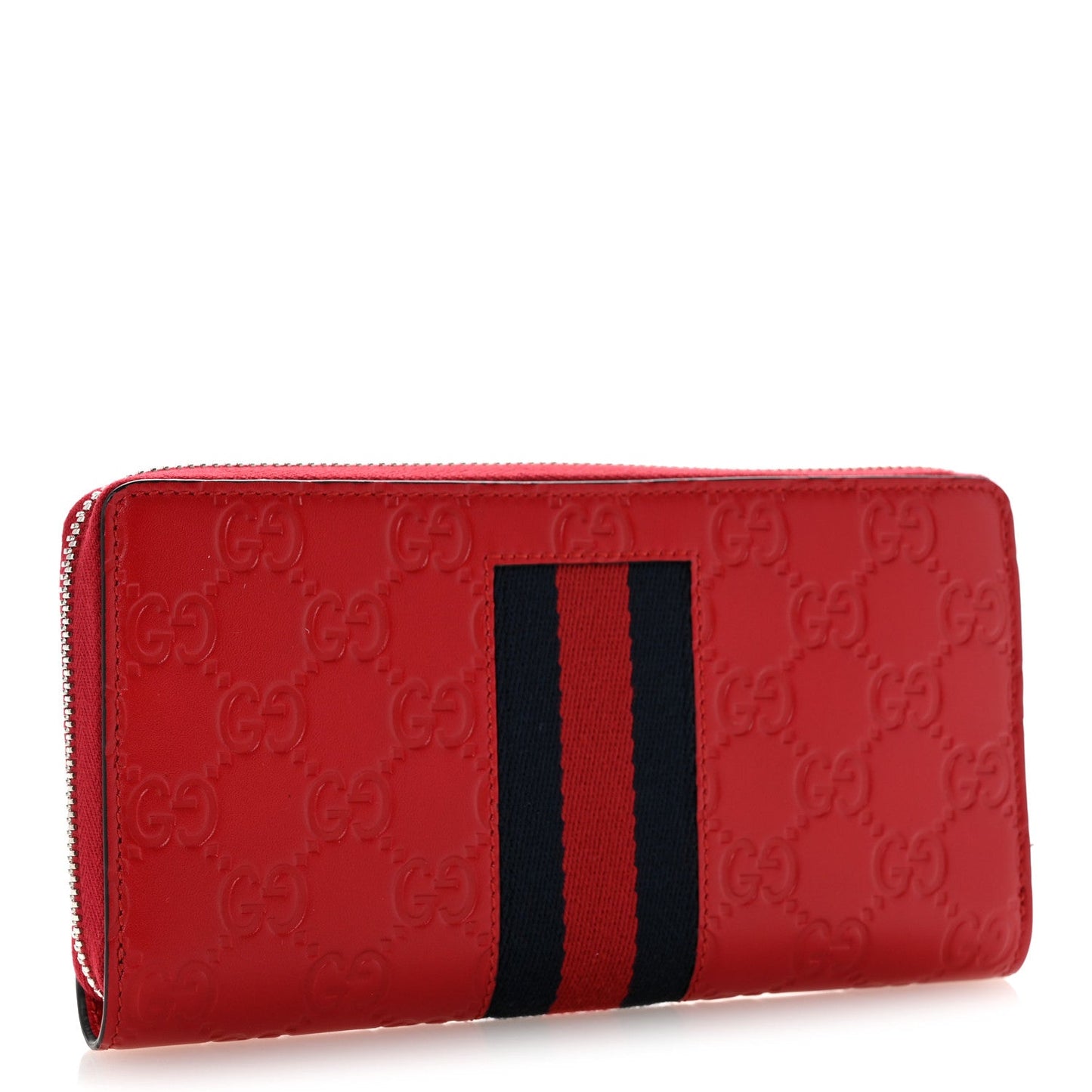 Guccissima Web Zip Around Wallet Red