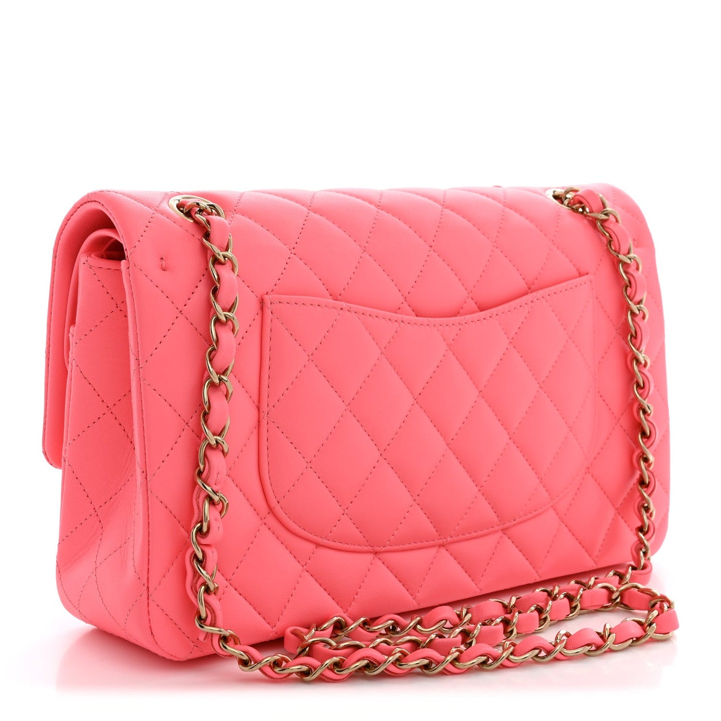 Lambskin Quilted Medium Hollywood Charms Double Flap Coral Pink