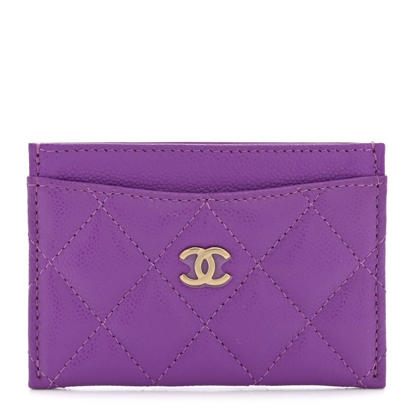 Caviar Quilted Card Holder Purple