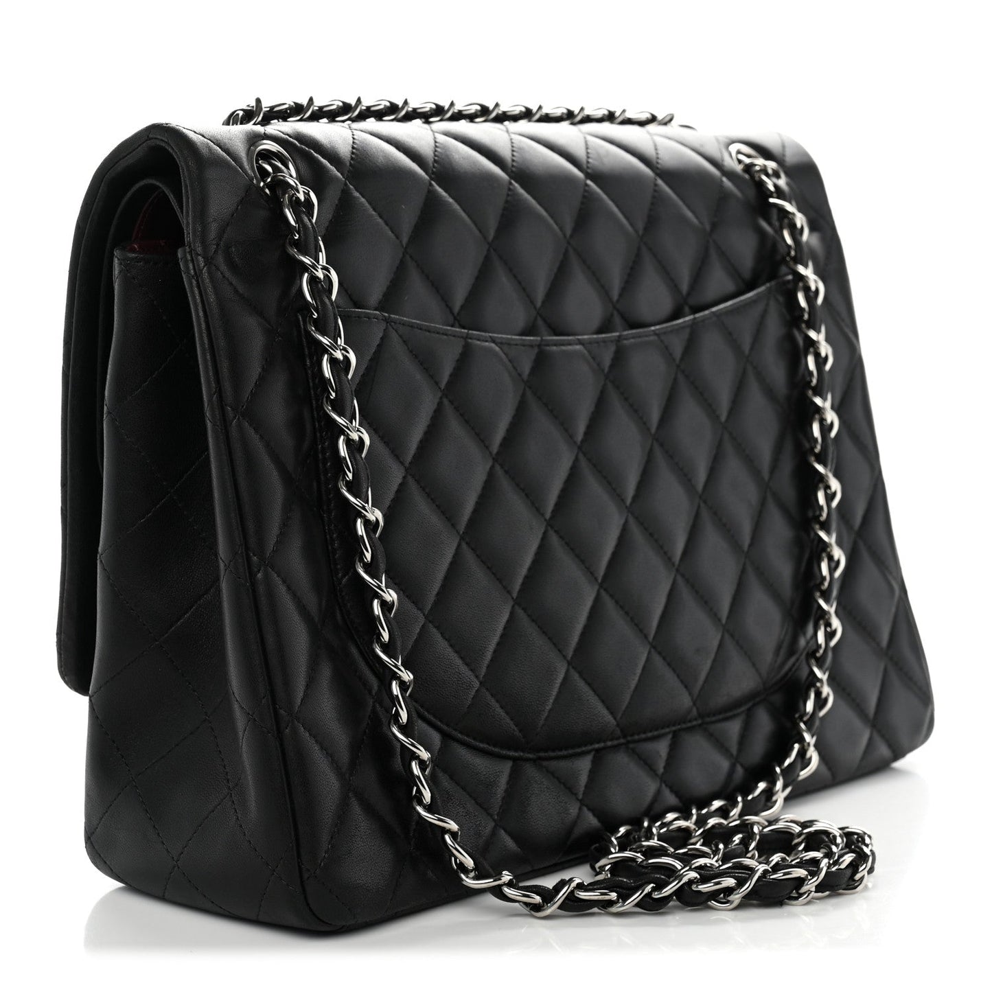 Lambskin Quilted Maxi Double Flap Black