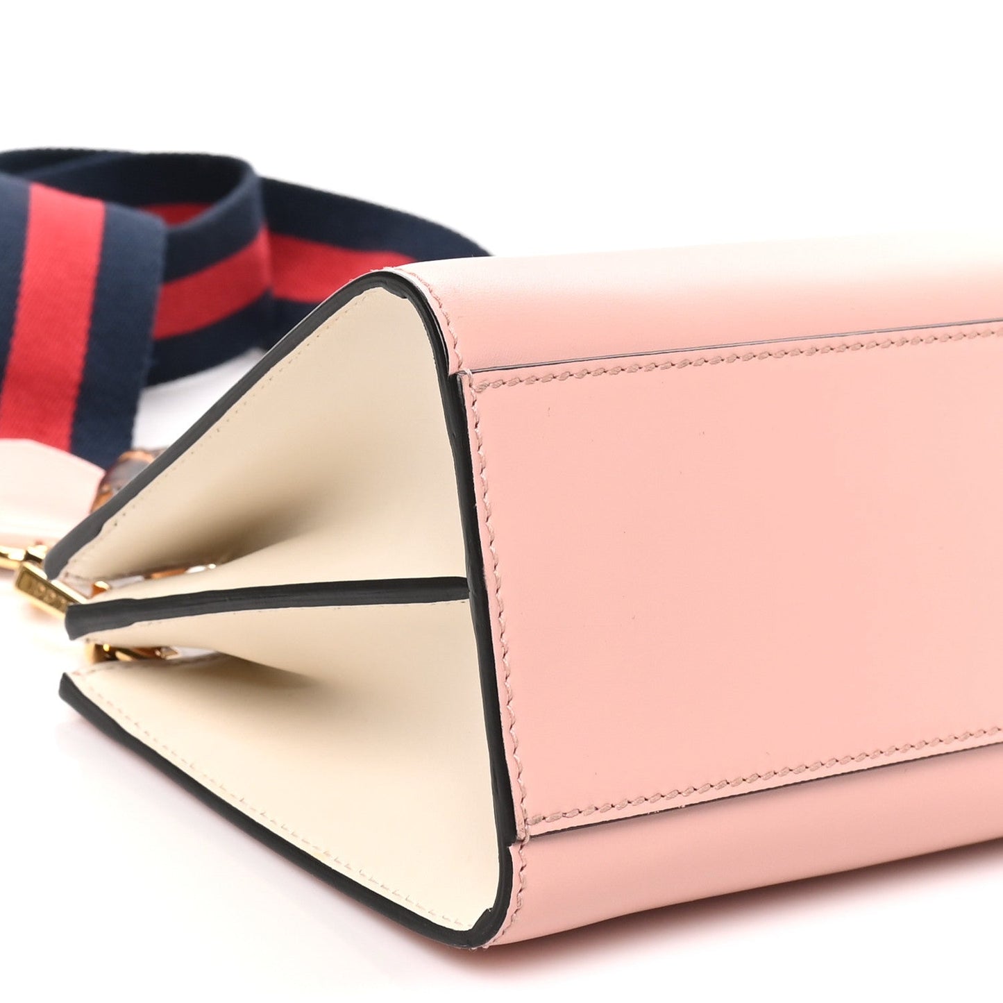 Nappa Bamboo Web Mini Nymphaea Top Handle Bag Perfect Pink Mystic White