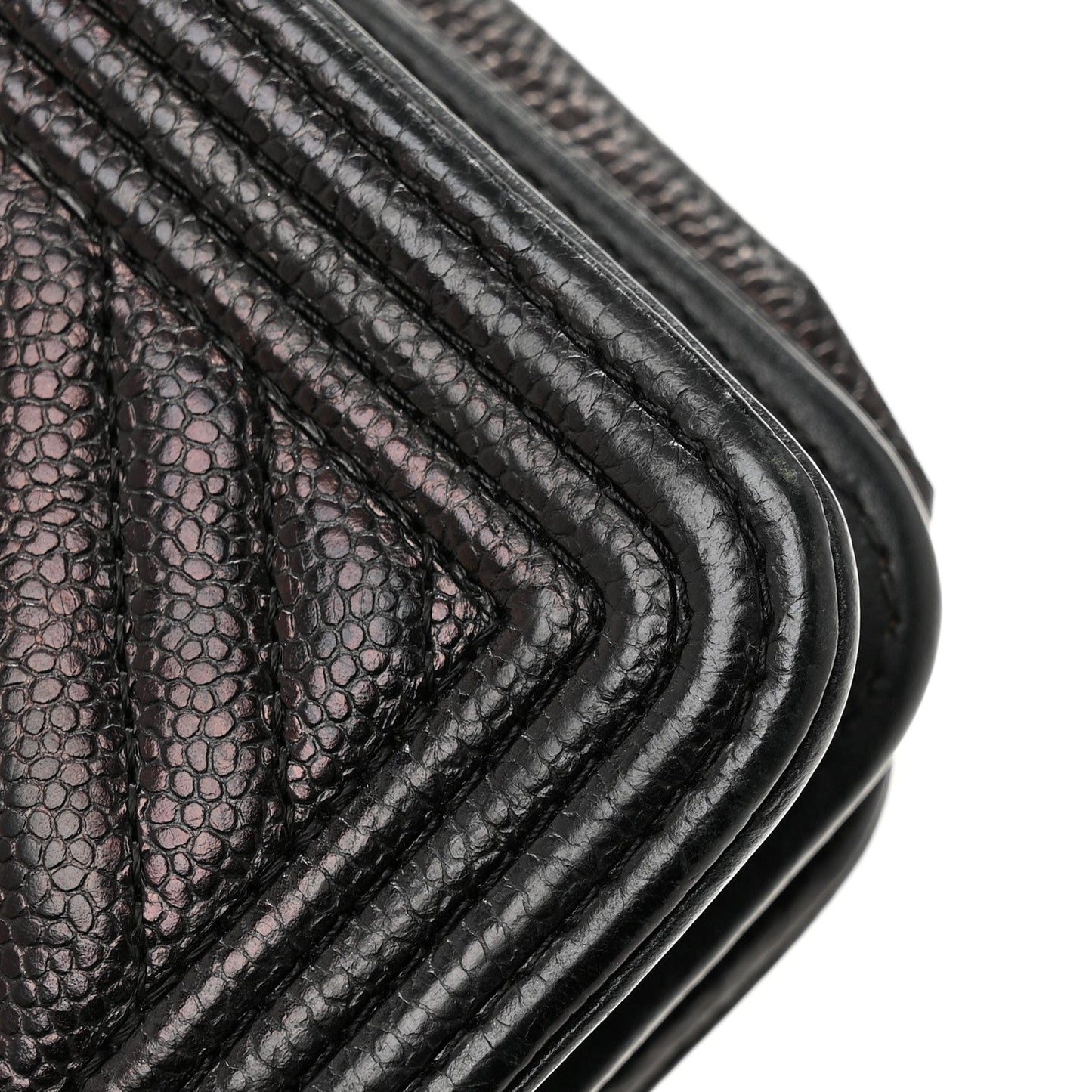 Caviar Chevron Quilted Boy Wallet On Chain WOC Black