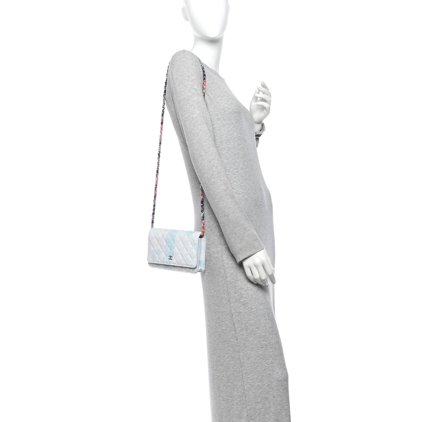 Canvas Quilted Jungle Jeans Wallet on Chain WOC Multicolor
