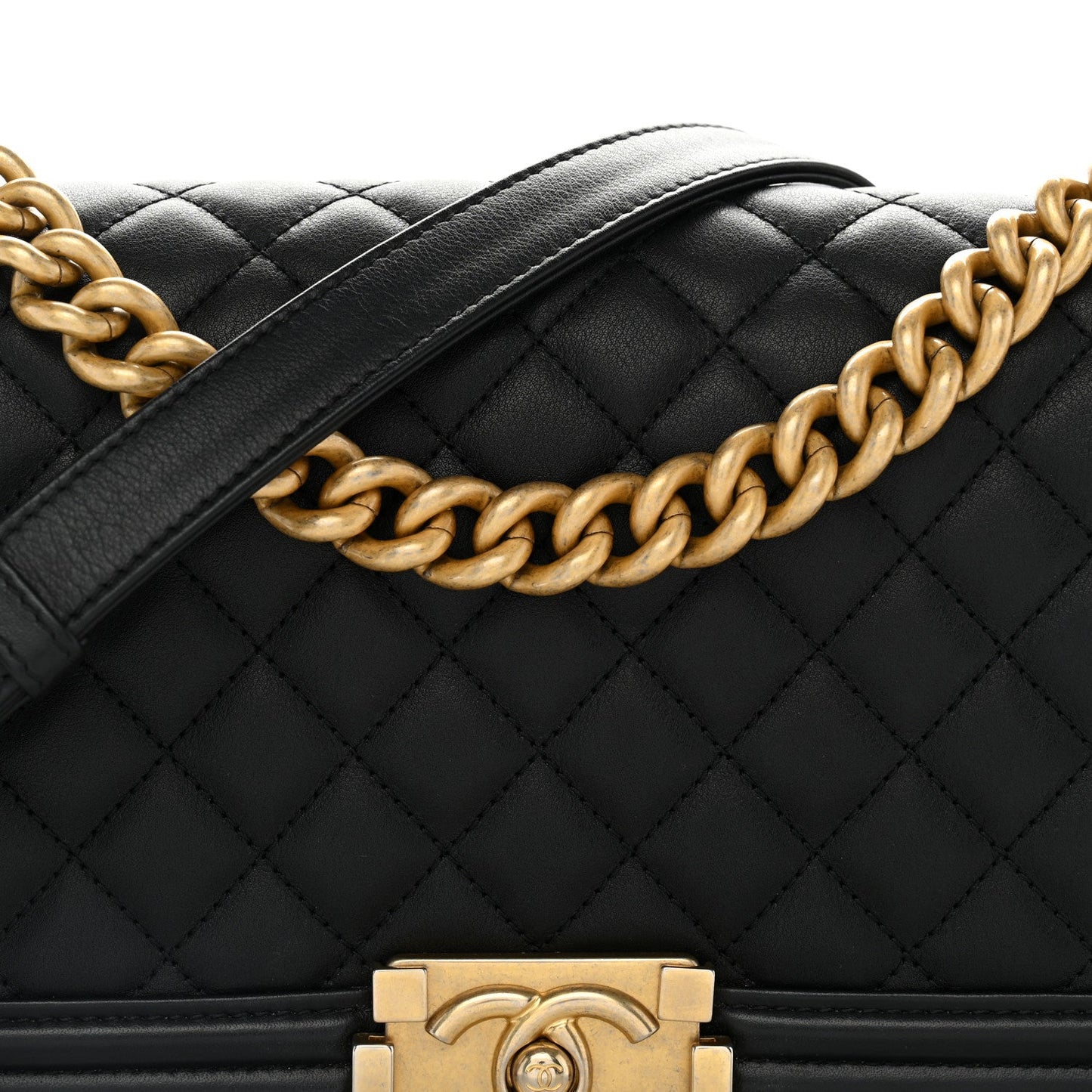 Calfskin Quilted Medium Boy Flap Black