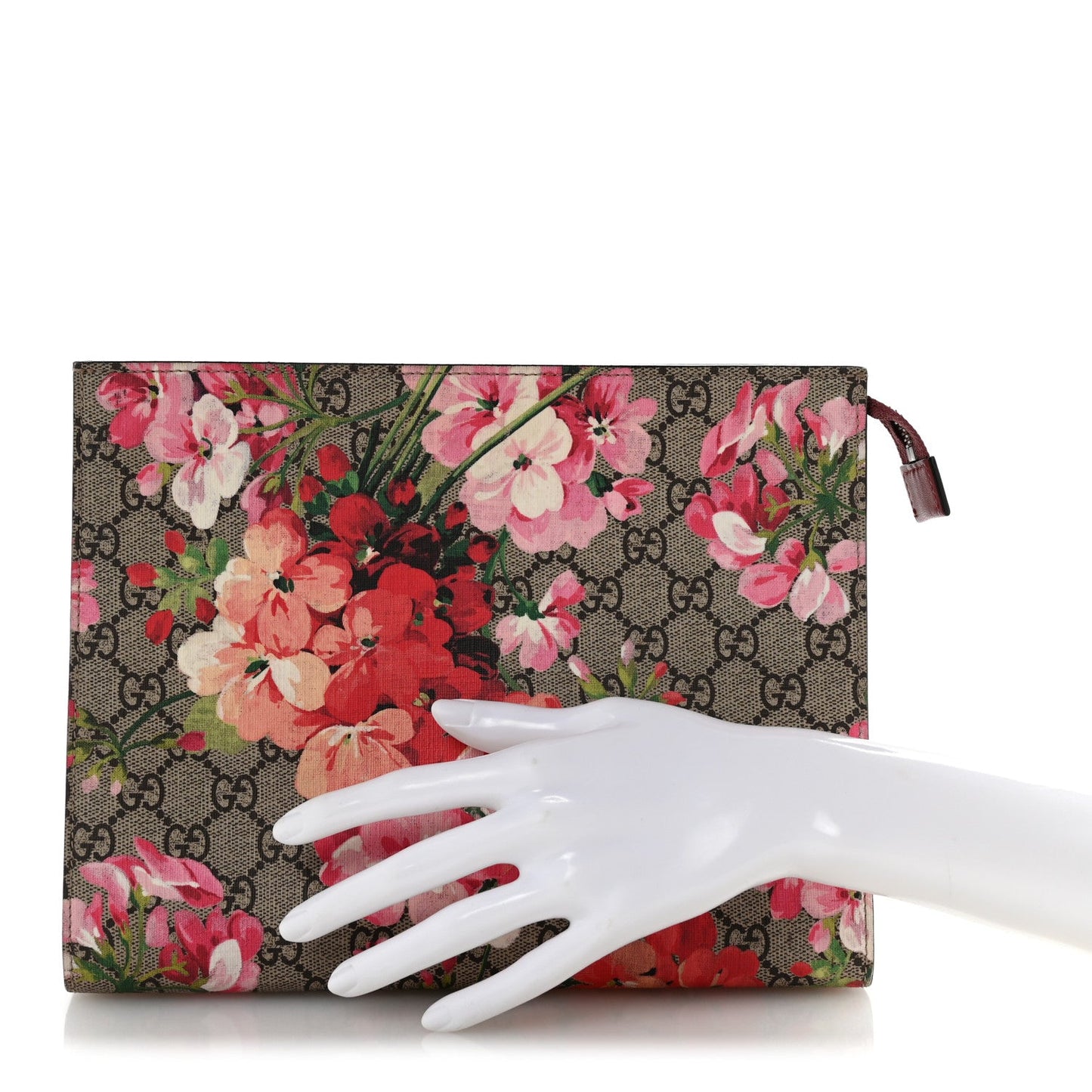 GG Supreme Monogram Blooms Large Cosmetic Case Beige Multicolor Dry Rose