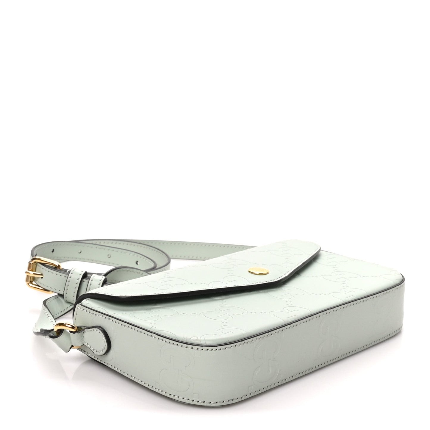 Calfskin GG Super Mini Shoulder Bag Pale Green