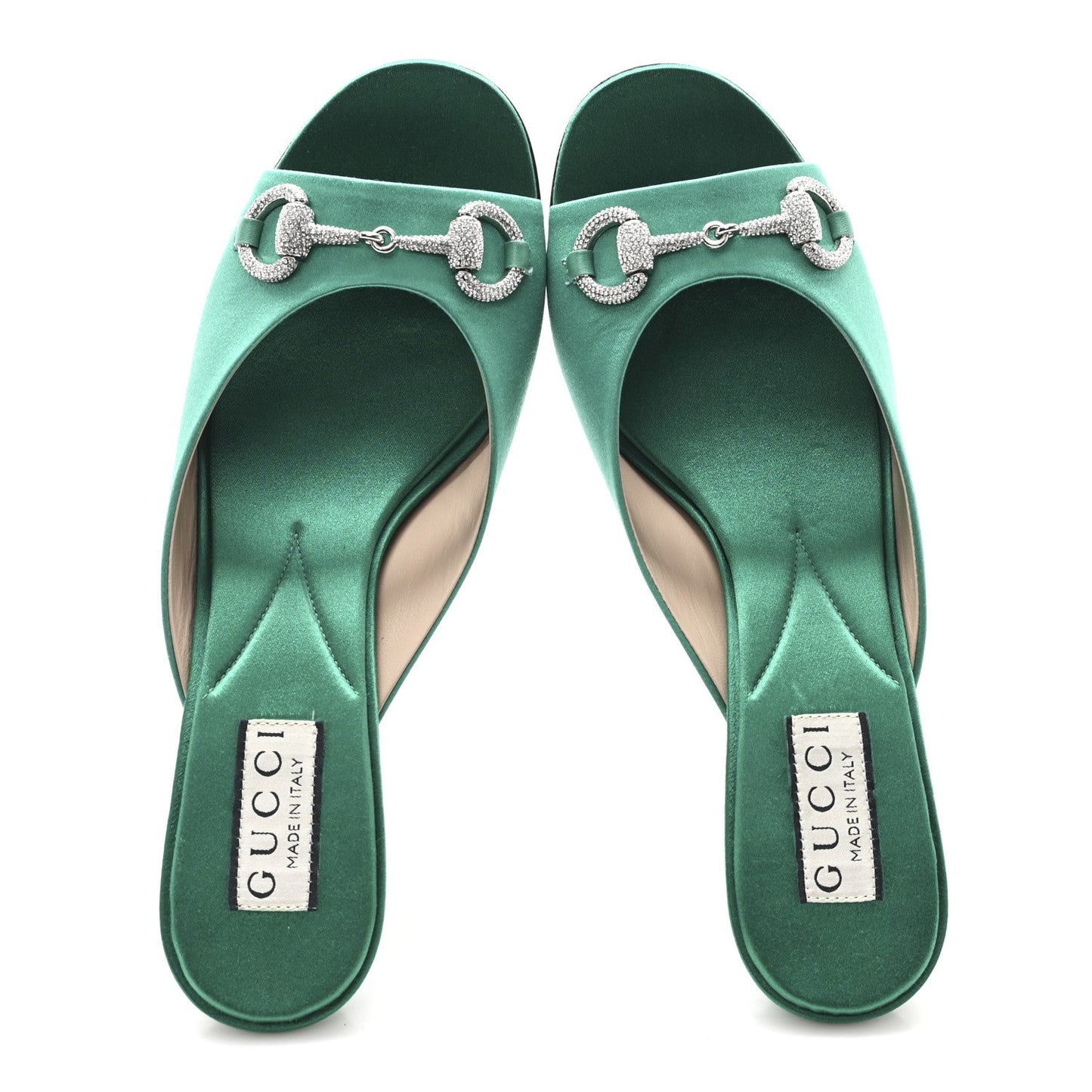 Raso Seta Malaga Kid Crystal Horsebit Sandals 37.5 Jade Caribbean Green