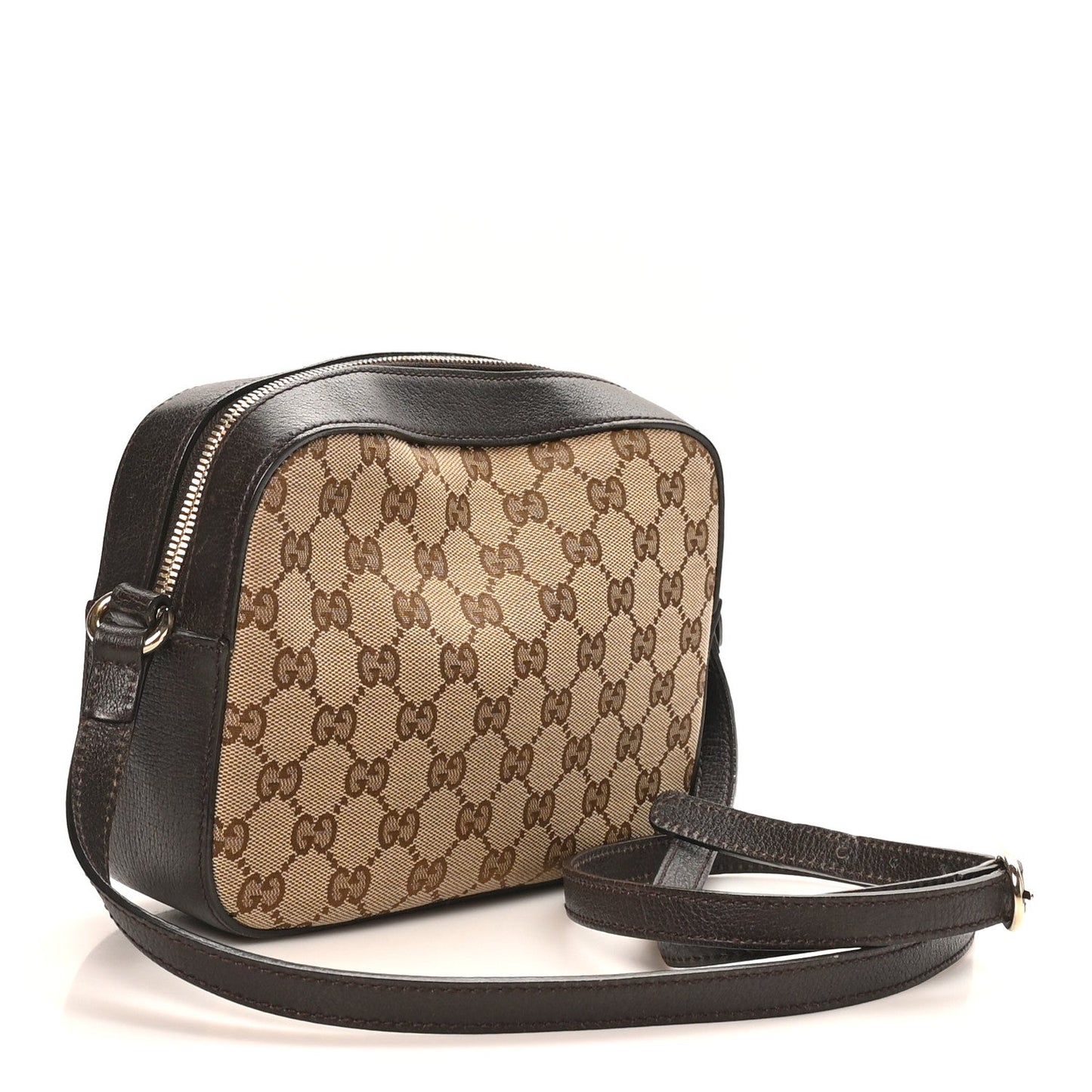 GG Supreme Monogram Web Small Webby Bee Shoulder Bag Dark Brown