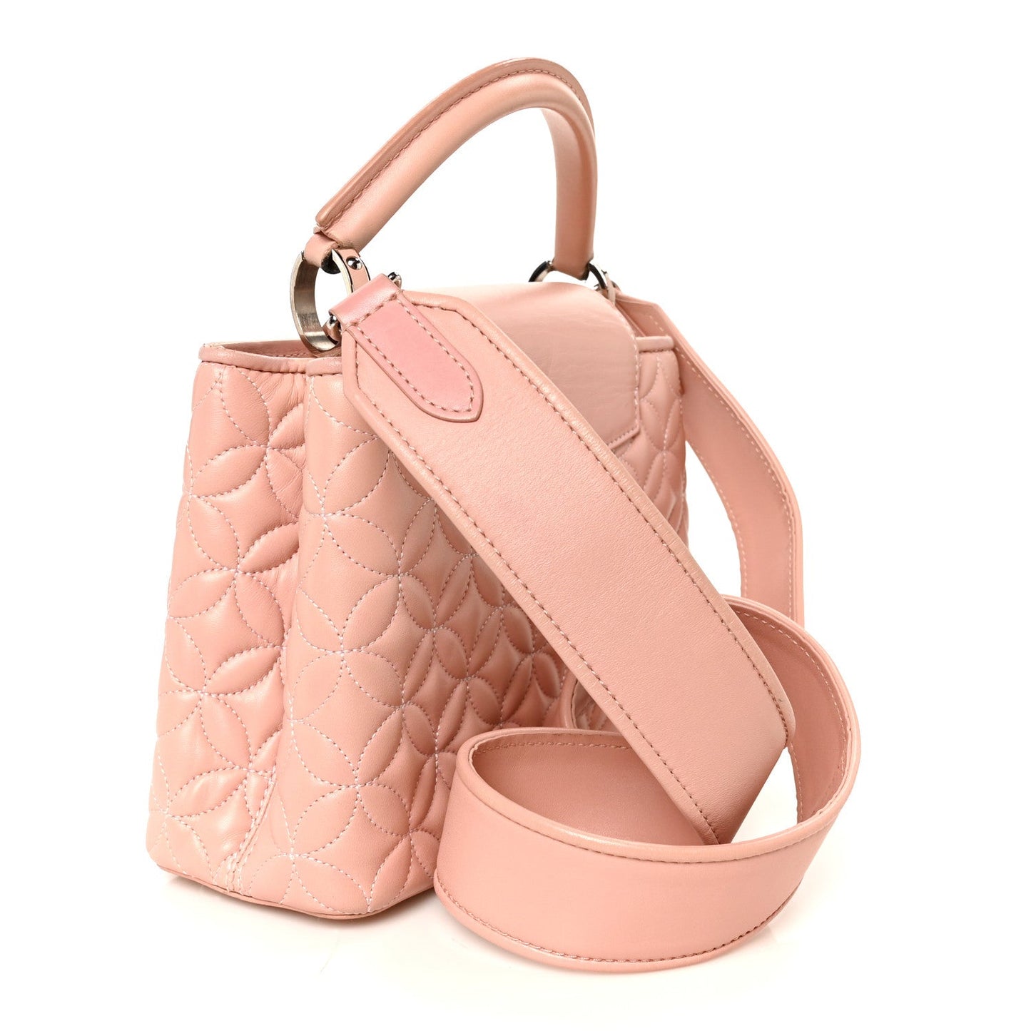 Lambskin Quilted Flower Capucines BB Pink