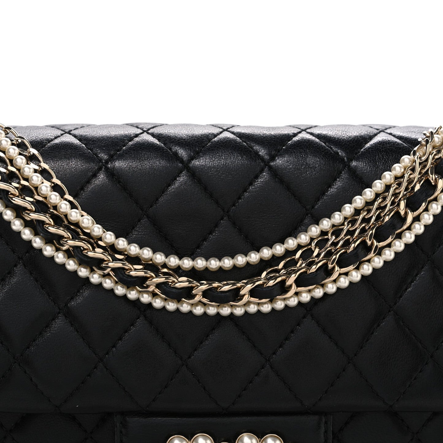 Lambskin Medium Westminster Pearl Flap Black