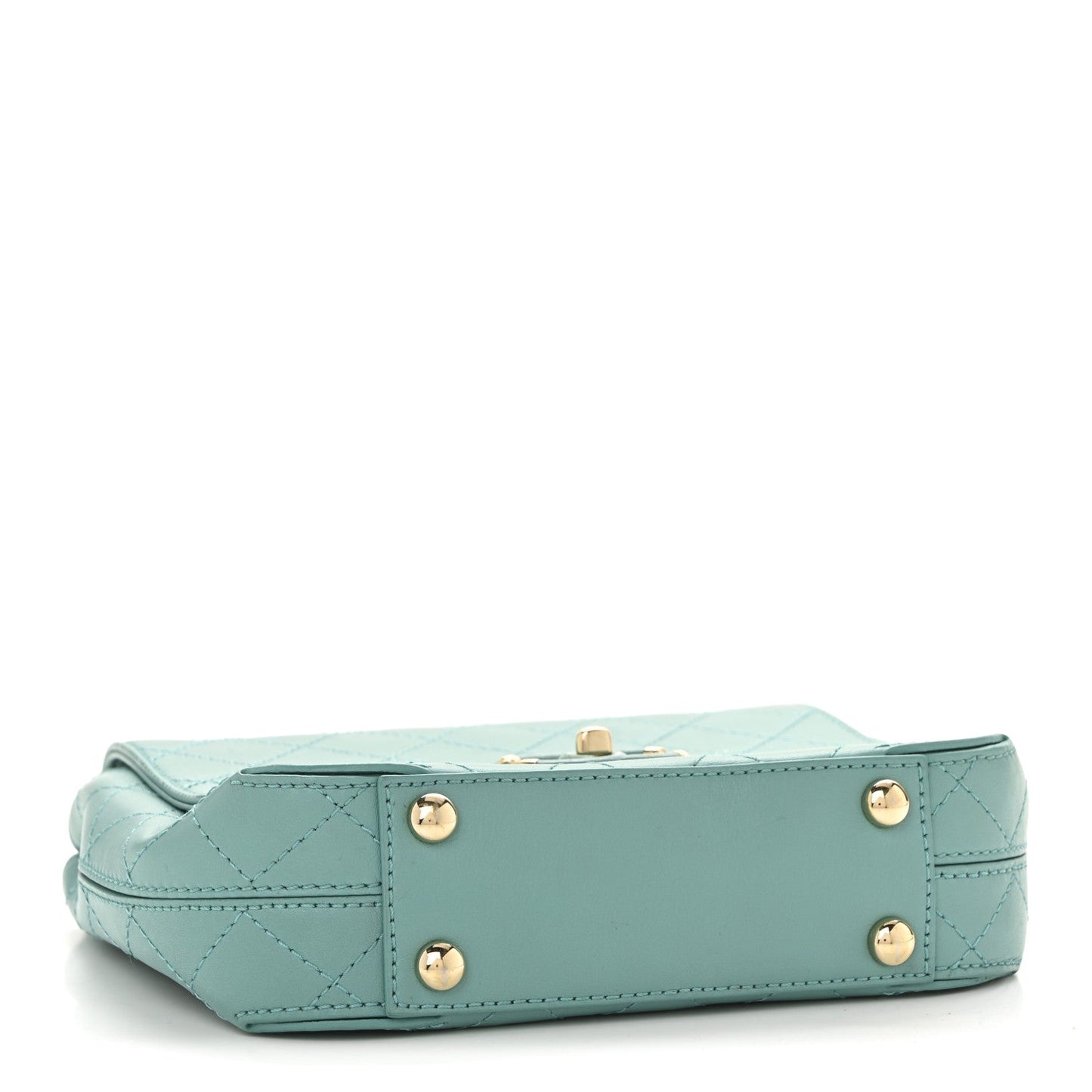 Calfskin Stitched Small Covered CC Flap Bag Green