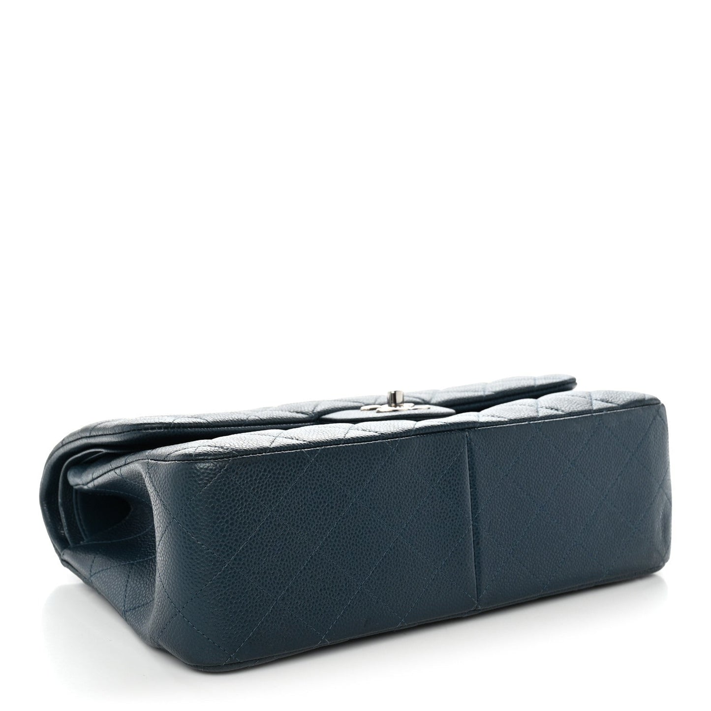 Metallic Caviar Quilted Jumbo Double Flap Dark Blue