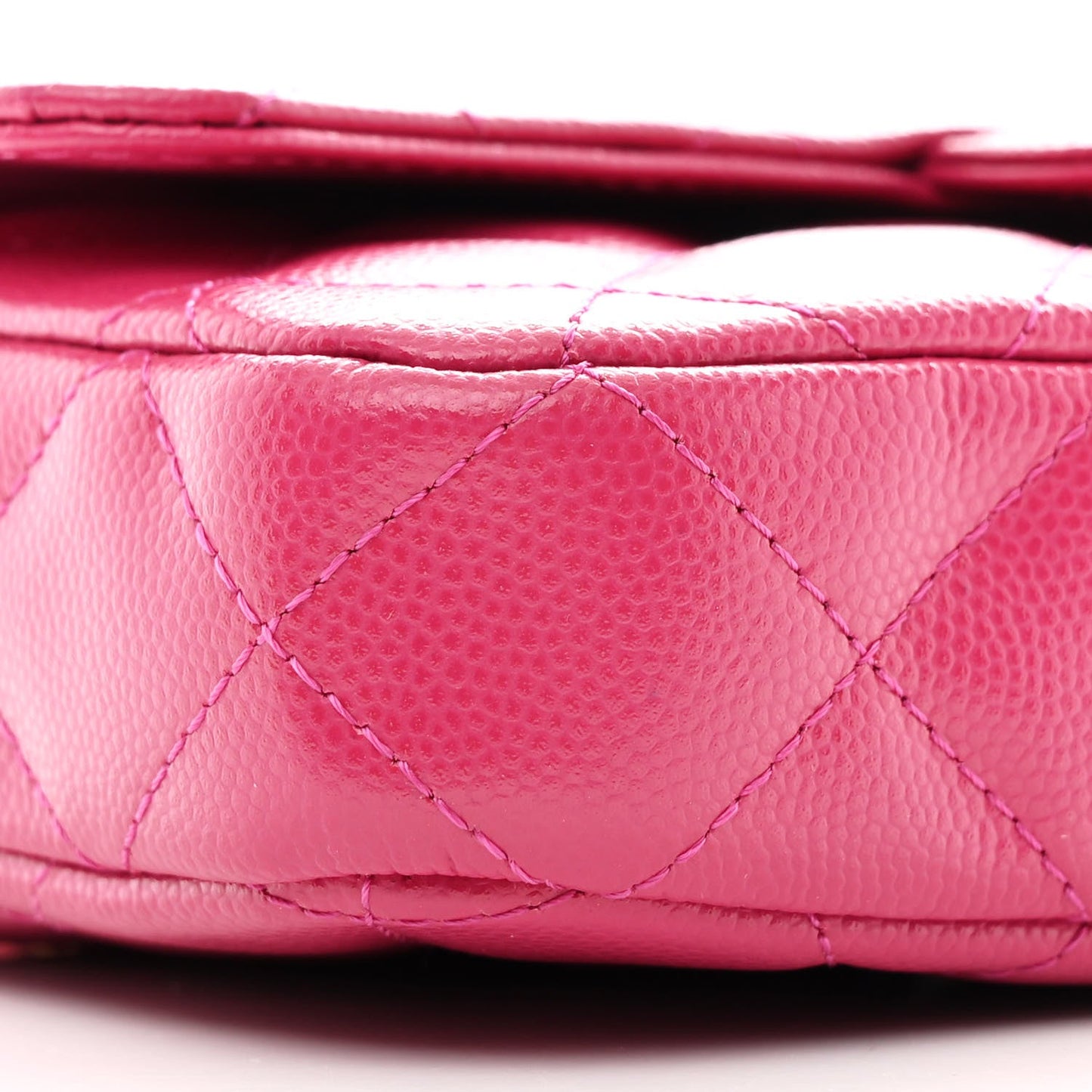 Caviar Quilted Flap Phone Holder With Chain Pink