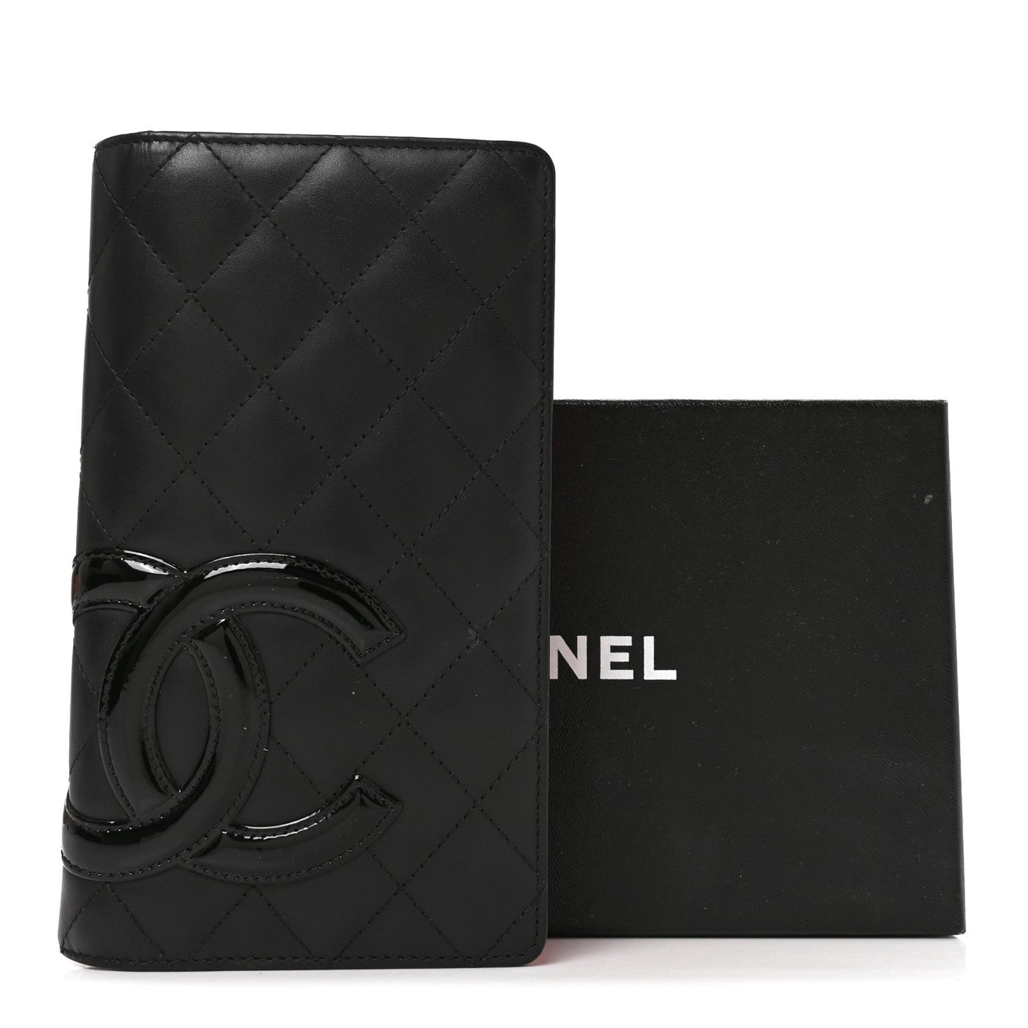 Calfskin Quilted Cambon Yen Wallet Black