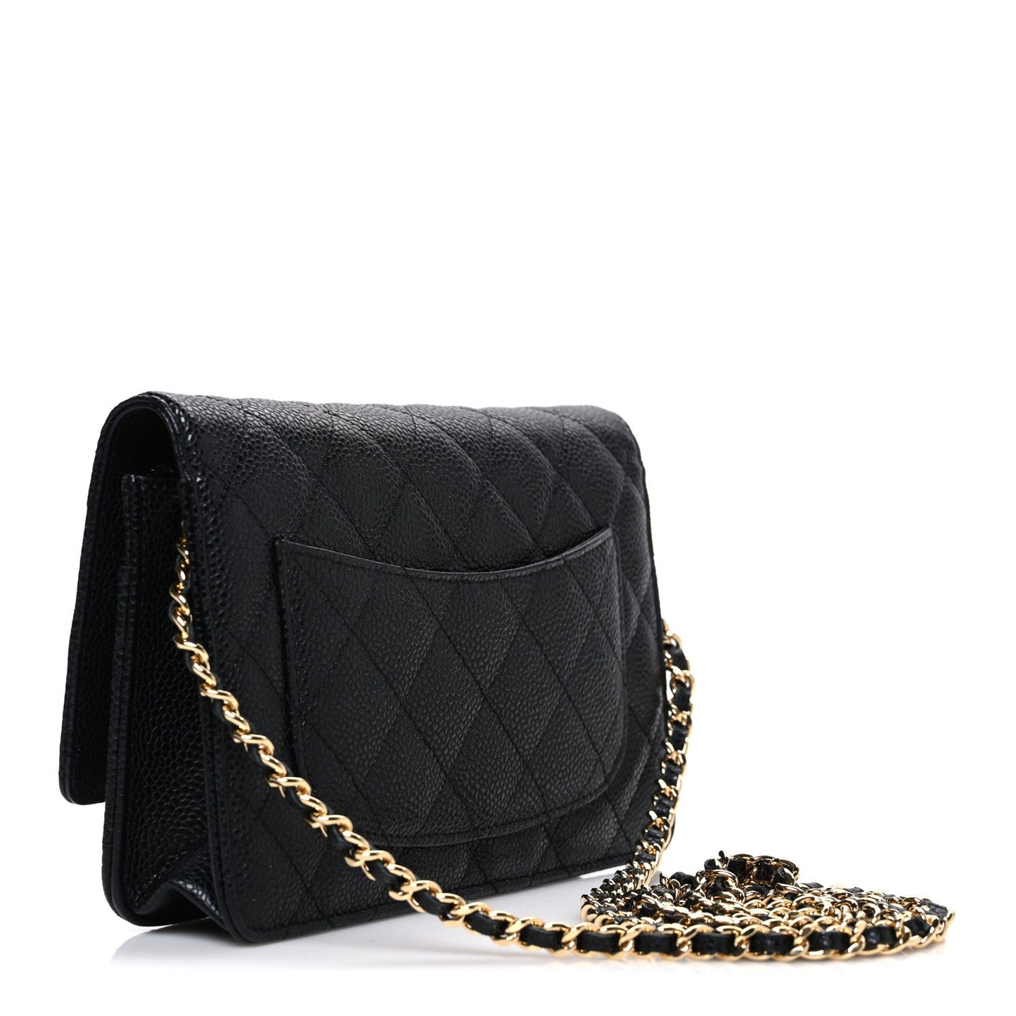 Caviar Quilted Wallet on Chain WOC Black
