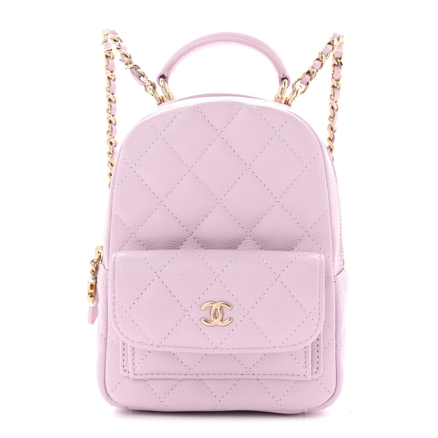 Caviar Quilted CC Mini Classic Backpack Light Purple