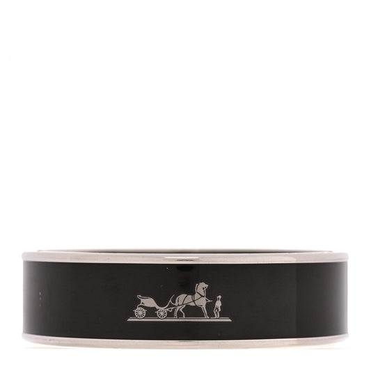 Enamel Printed Caleche Wide Bracelet Black
