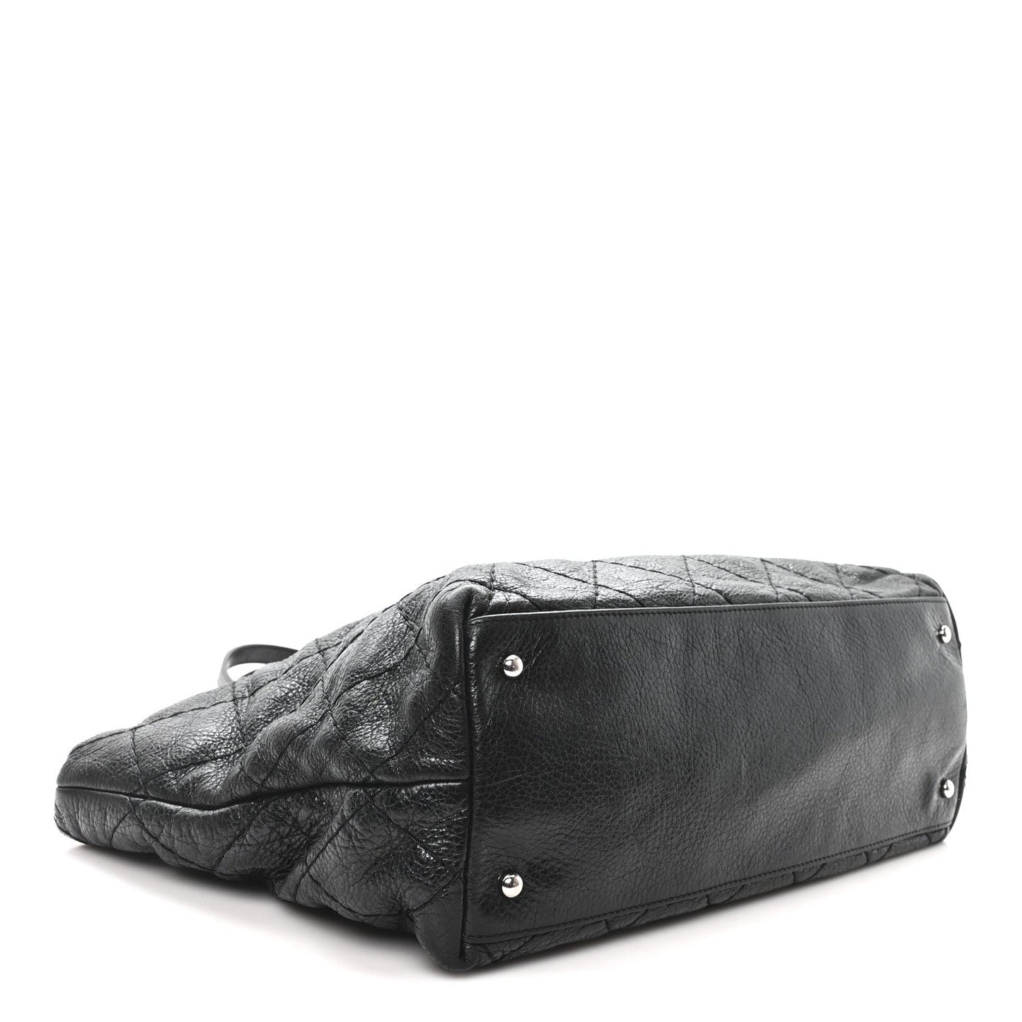 Glazed Calfskin Large On The Road Tote Black