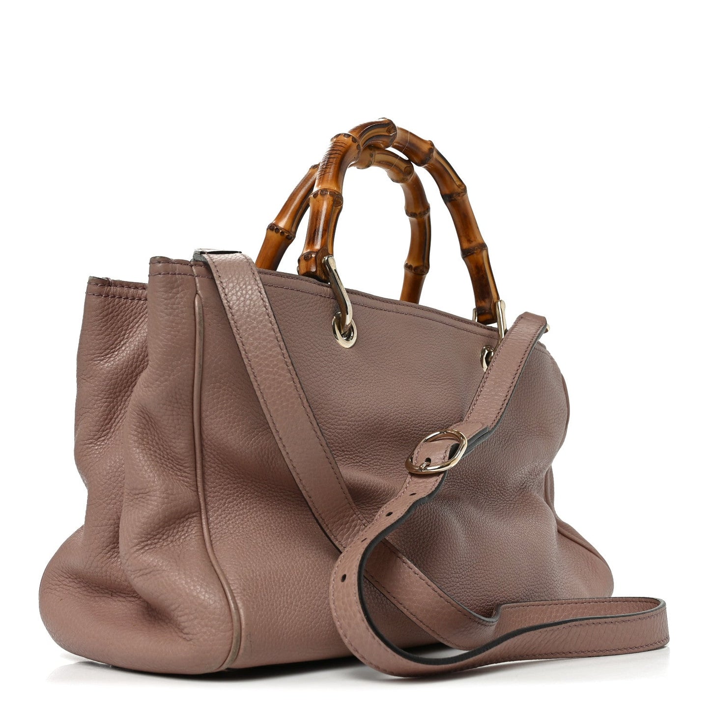 Pebbled Calfskin Medium Bamboo Shopper Tote Dark Cipria