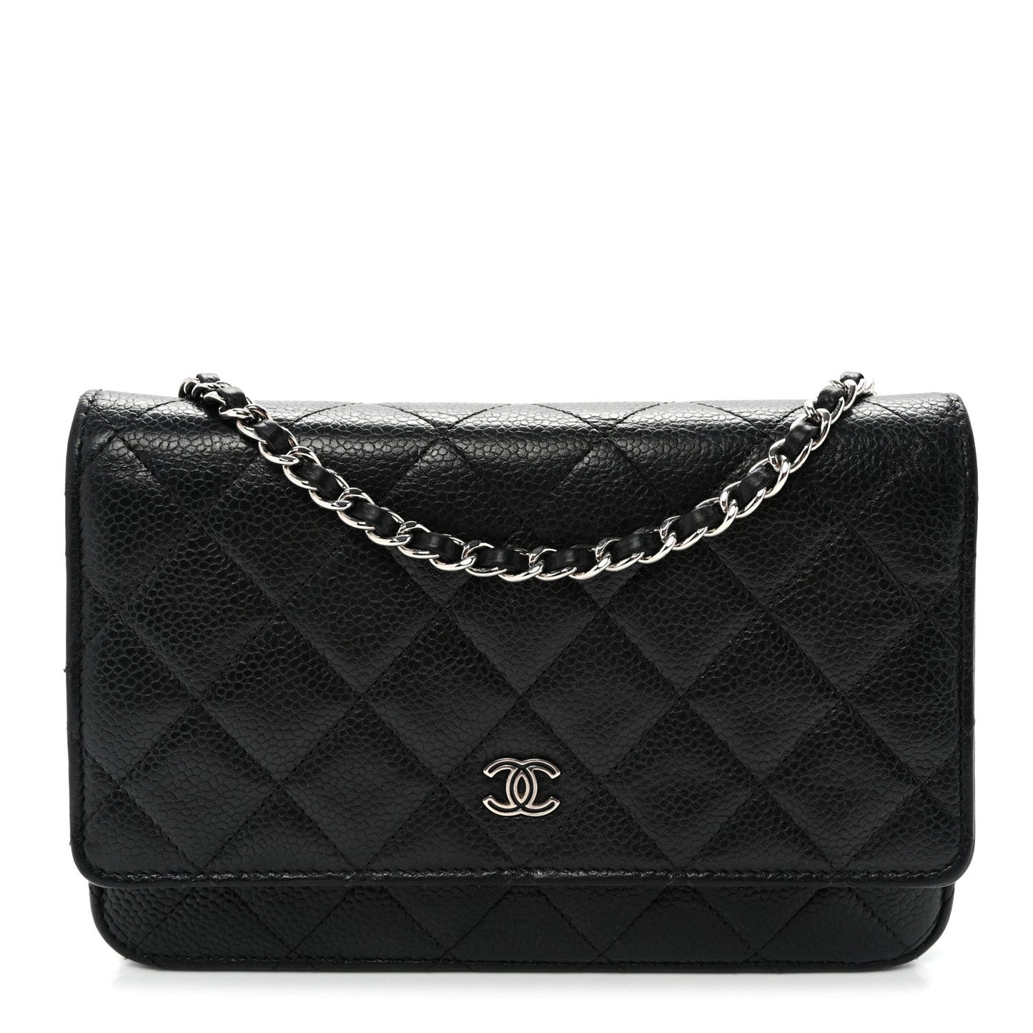 Caviar Quilted Wallet on Chain WOC Black
