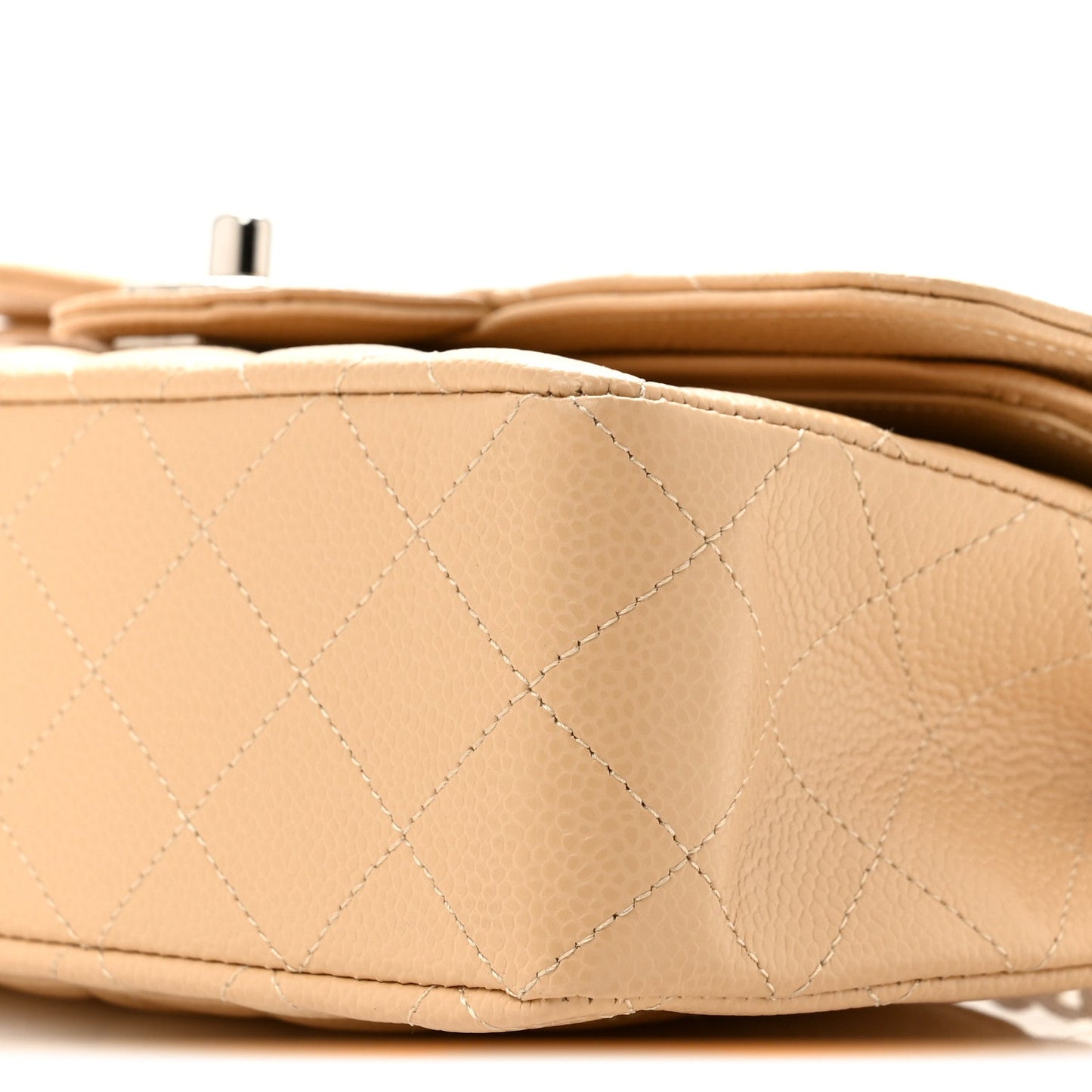 Caviar Quilted Small Double Flap Beige