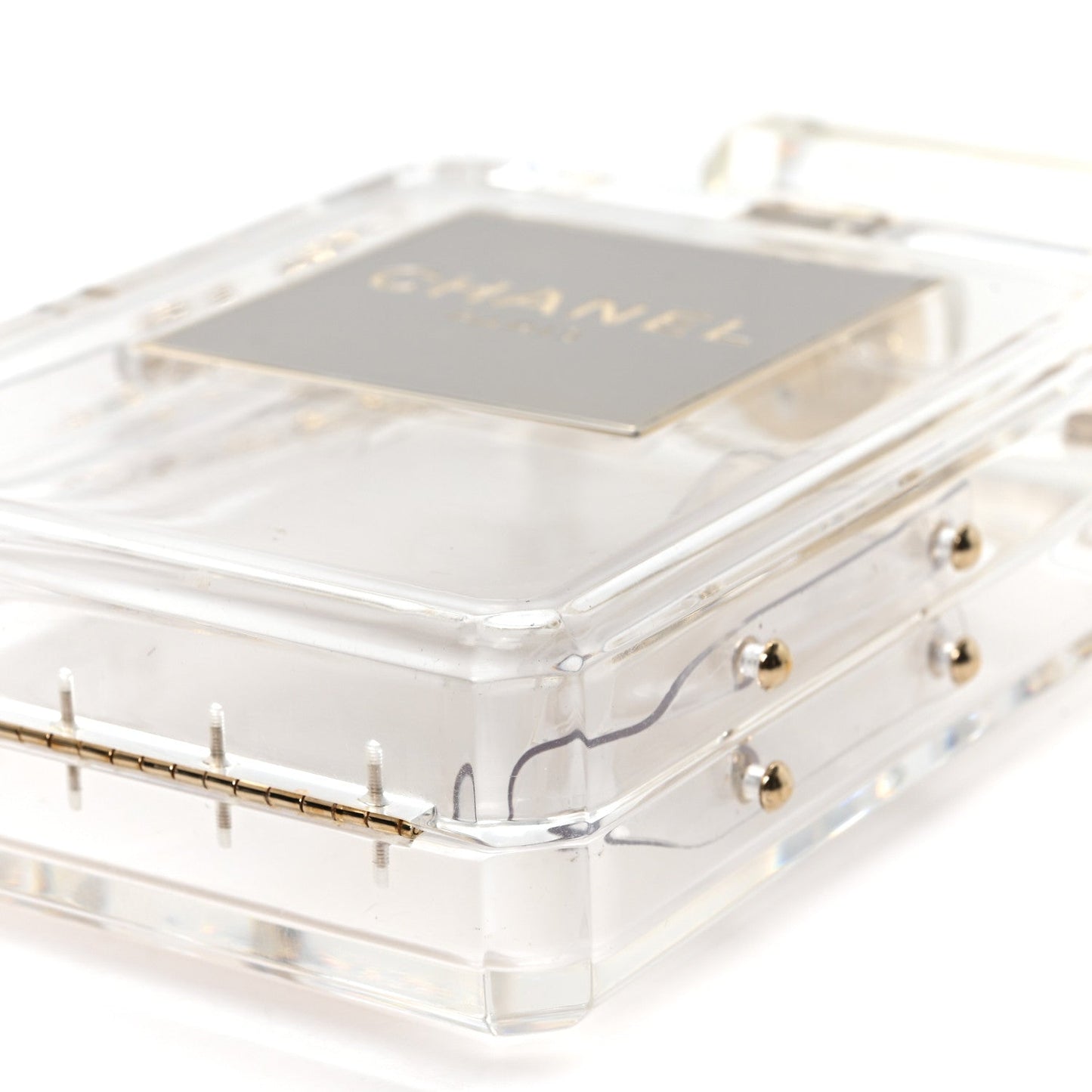 Transluscent Plexiglass Perfume Bottle Clutch