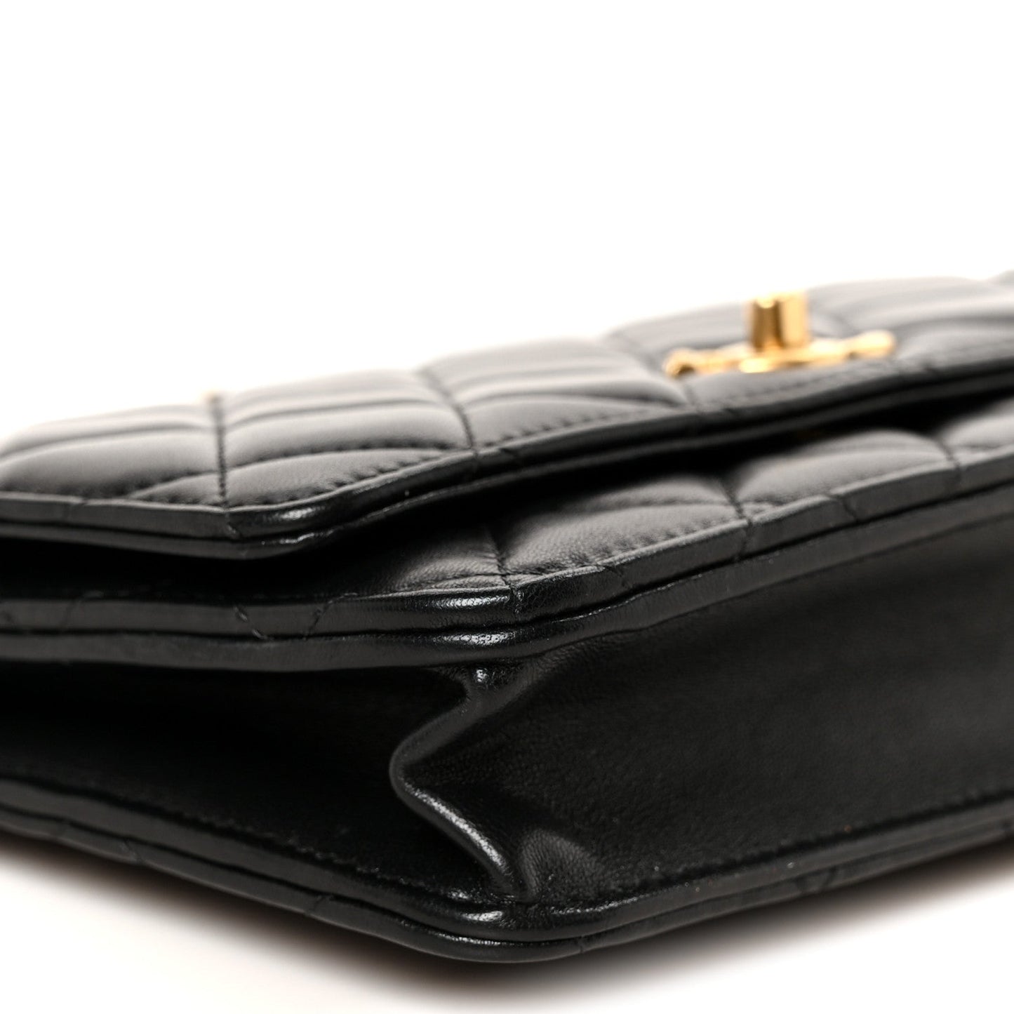 Lambskin Quilted CC Pearl Crush Wallet on Chain WOC Black