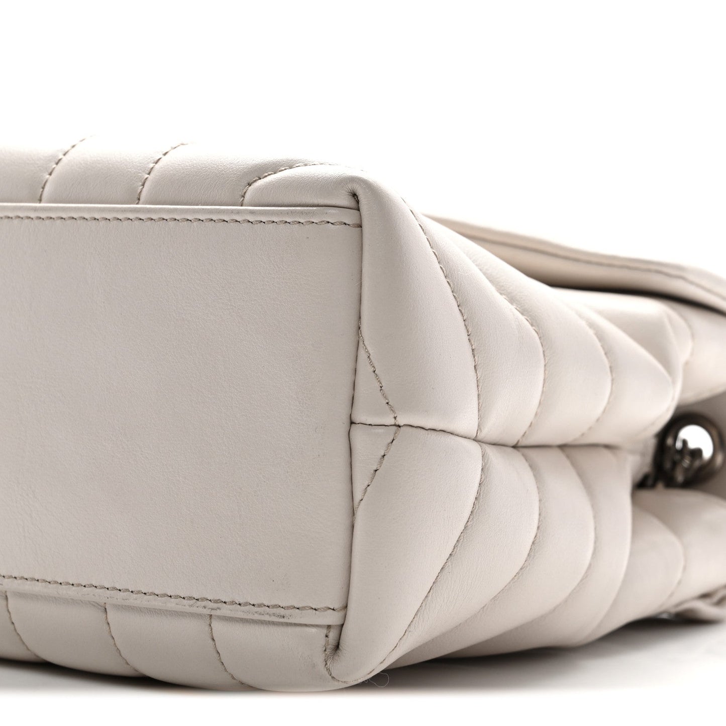 Calfskin Y Quilted Monogram Small Loulou Chain Satchel Ivory