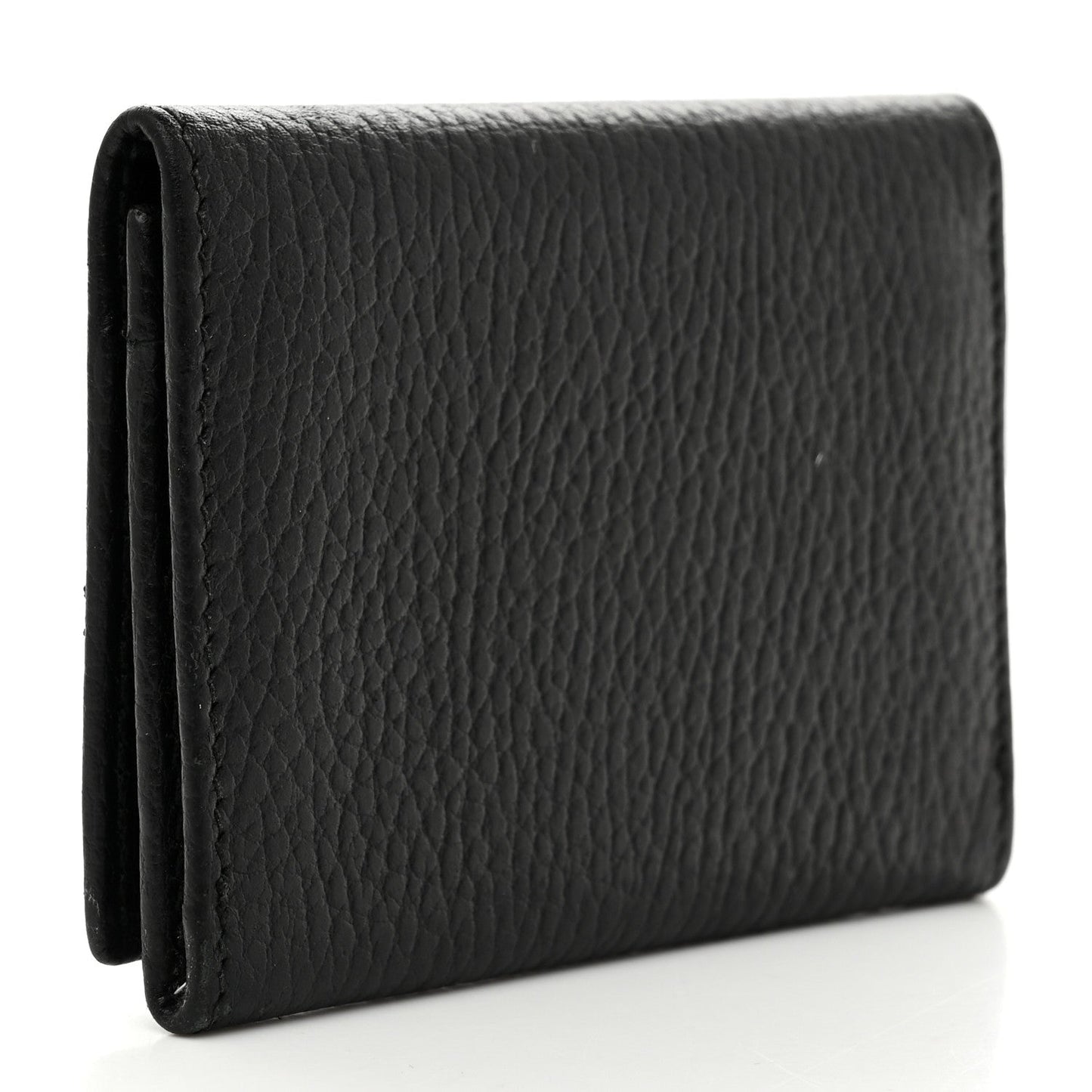 Pebbled Calfskin GG Marmont Card Case Black
