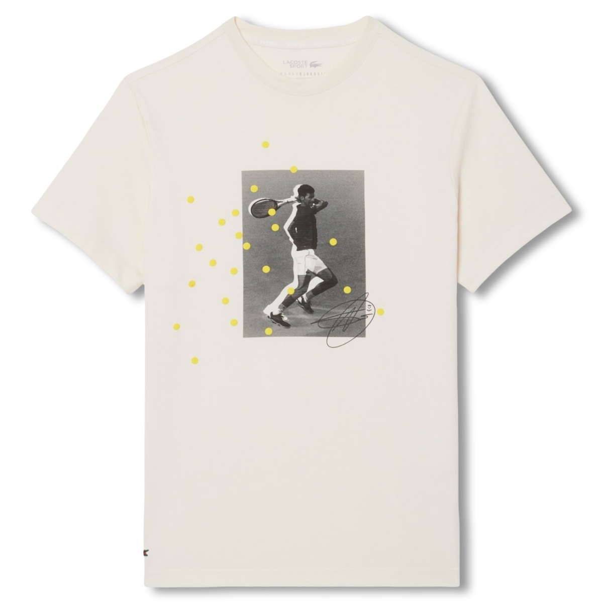 LACOSTE TENNIS X NOVAK DJOKOVIC GRAPHIC CREW NECK T-SHIRT Men’s -BEIGE-XFJ