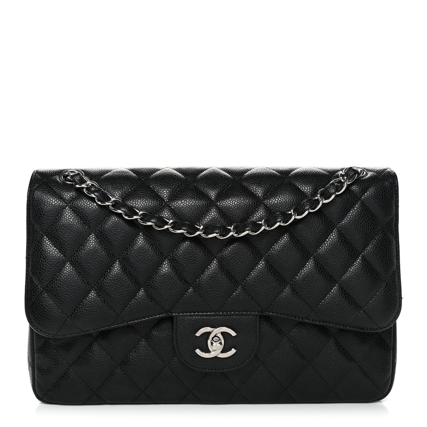 Caviar Quilted Jumbo Double Flap Black