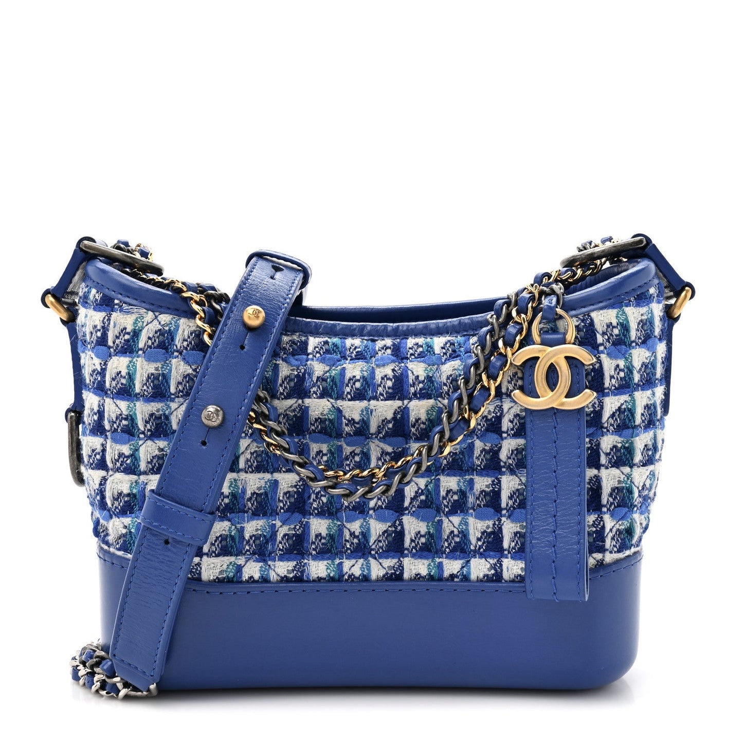 Tweed Calfskin Small Gabrielle Hobo Royal Blue
