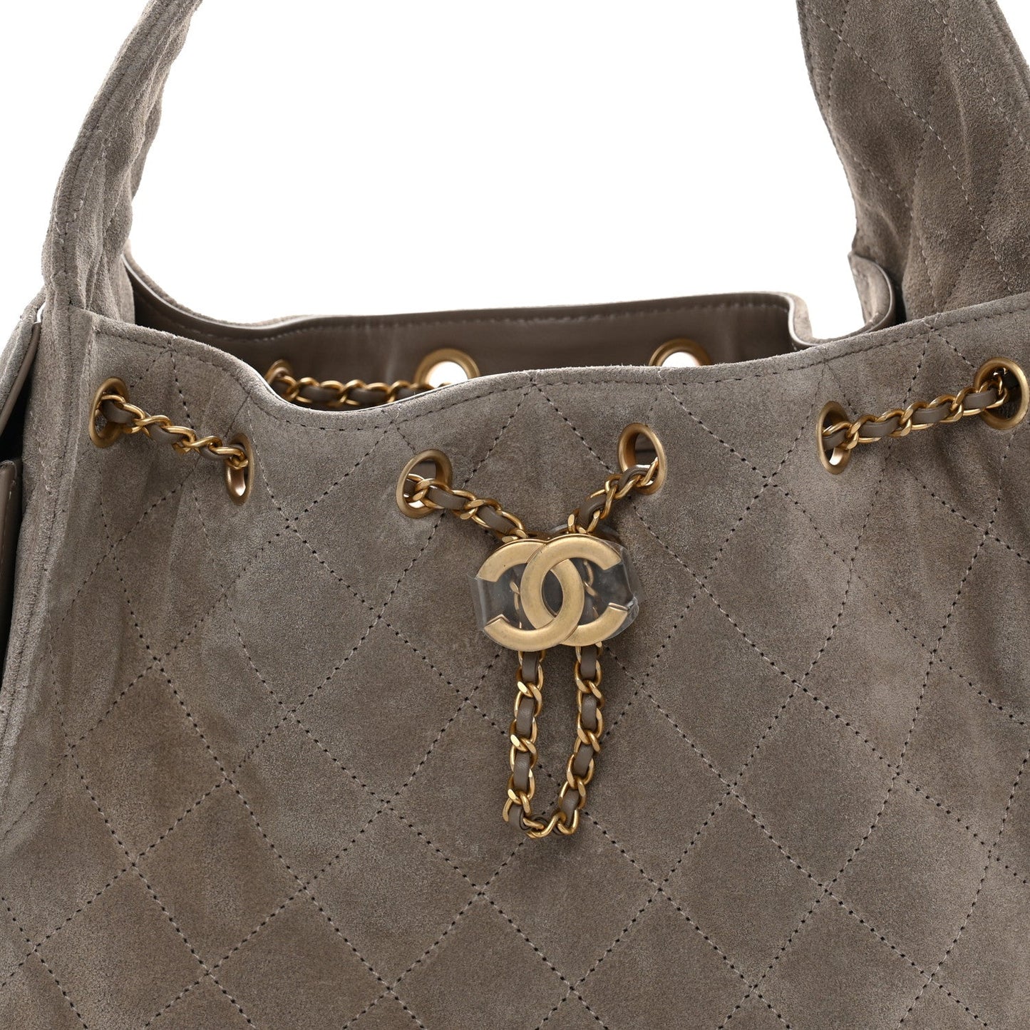 Suede Quilted Small Chanel 25 Handbag Dark Grey