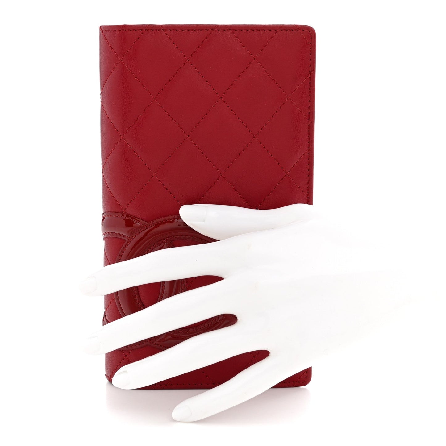 Calfskin Quilted Cambon Yen Wallet Red