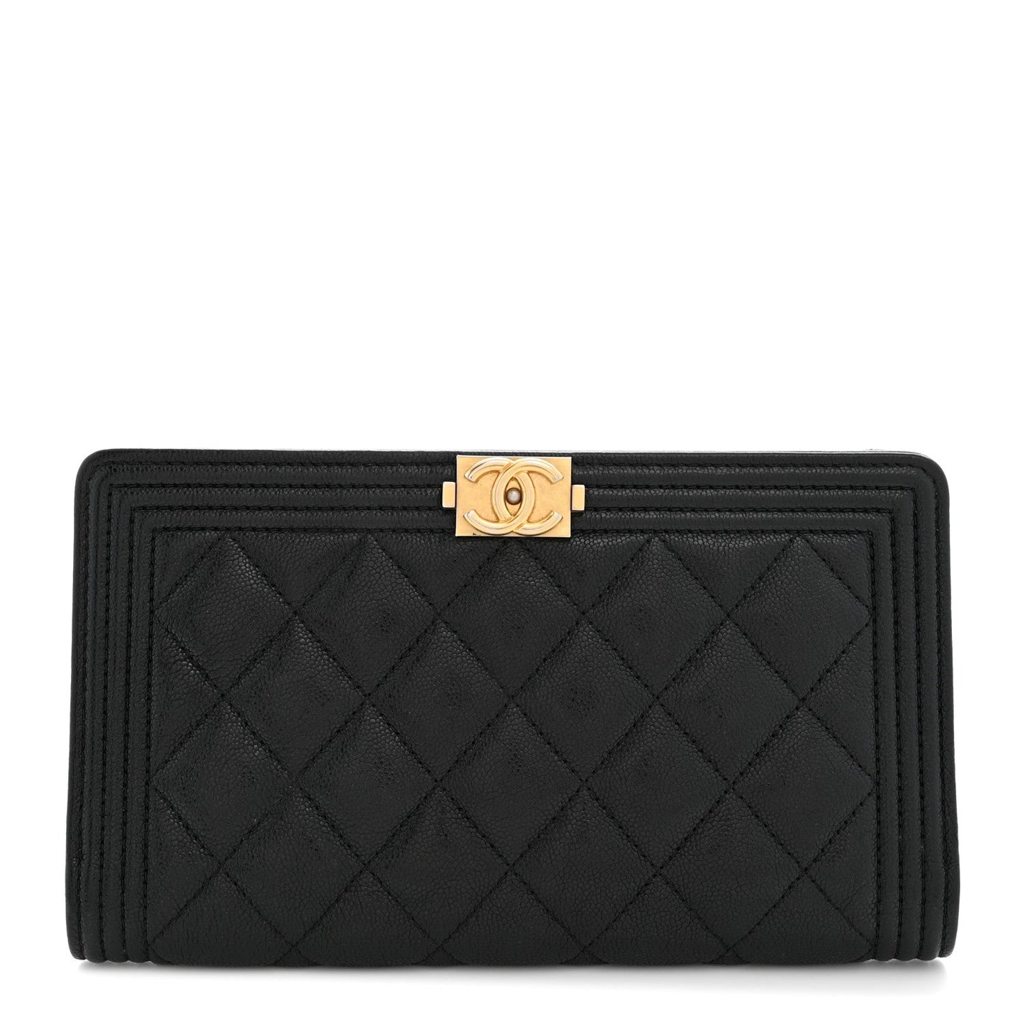 Lambskin Quilted Boy Yen Wallet Black