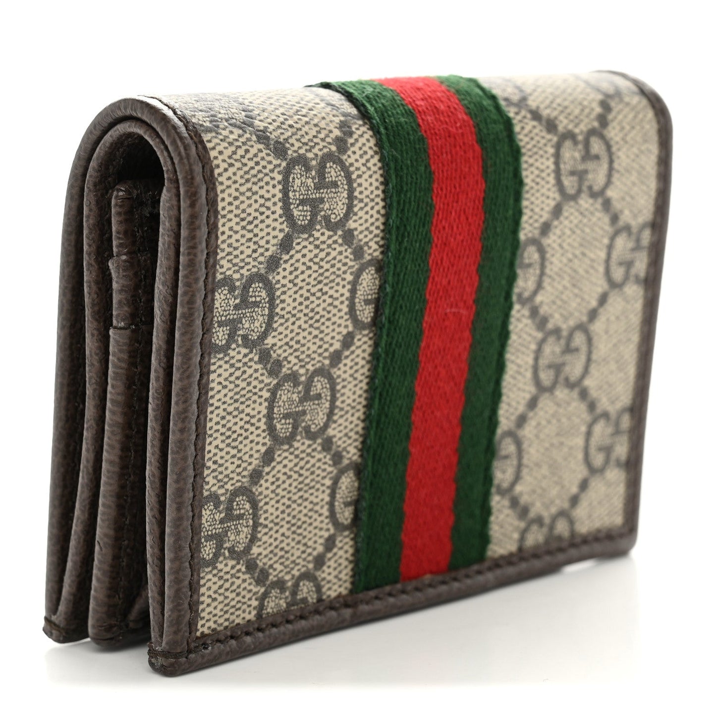 GG Supreme Monogram Web Ophidia Small Wallet Beige Dark Brown