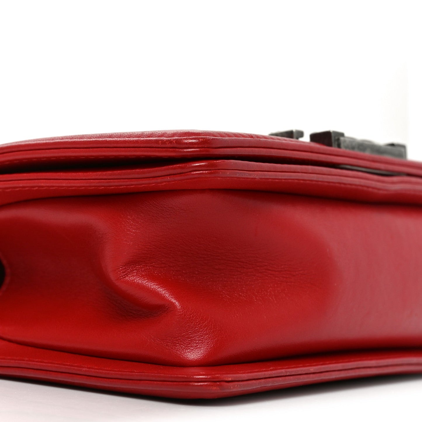 Lambskin Quilted Small Boy Flap Red