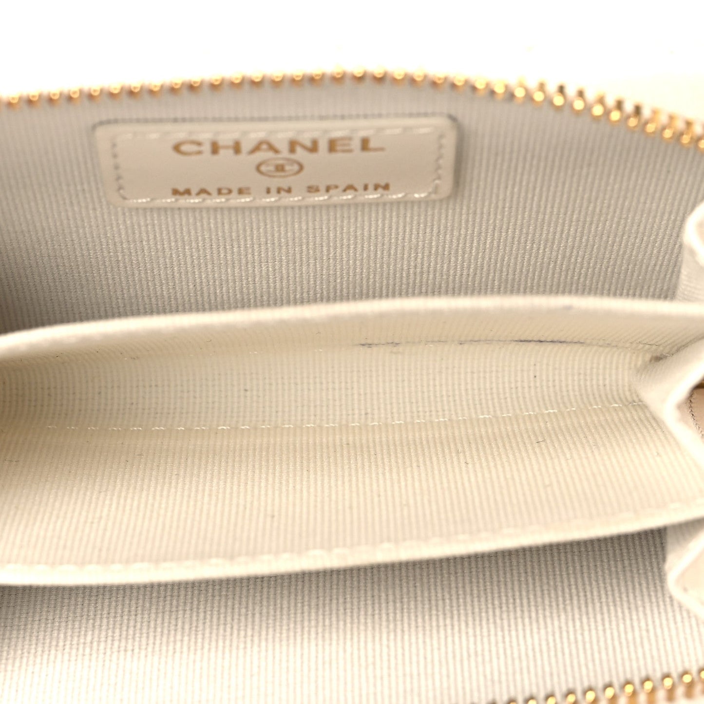 Caviar Quilted Crystal Zip Around Coin Purse Wallet  White