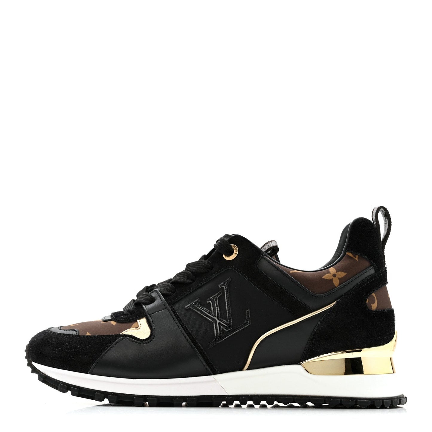 Suede Calfskin Recycled Monogram Nylon Run Away Sneakers 39 Black