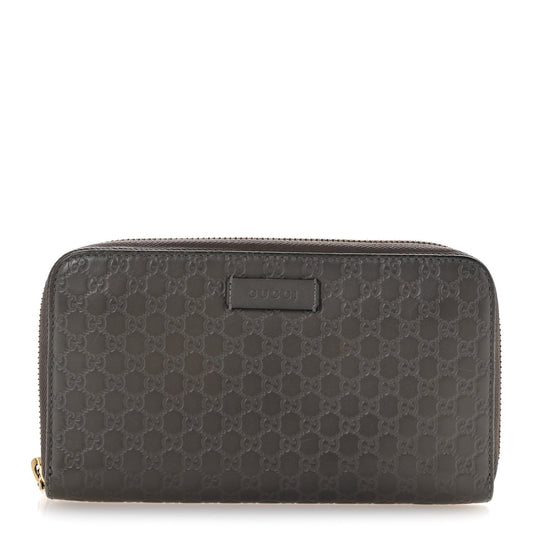 Microguccissima Zip Around Wallet Grey