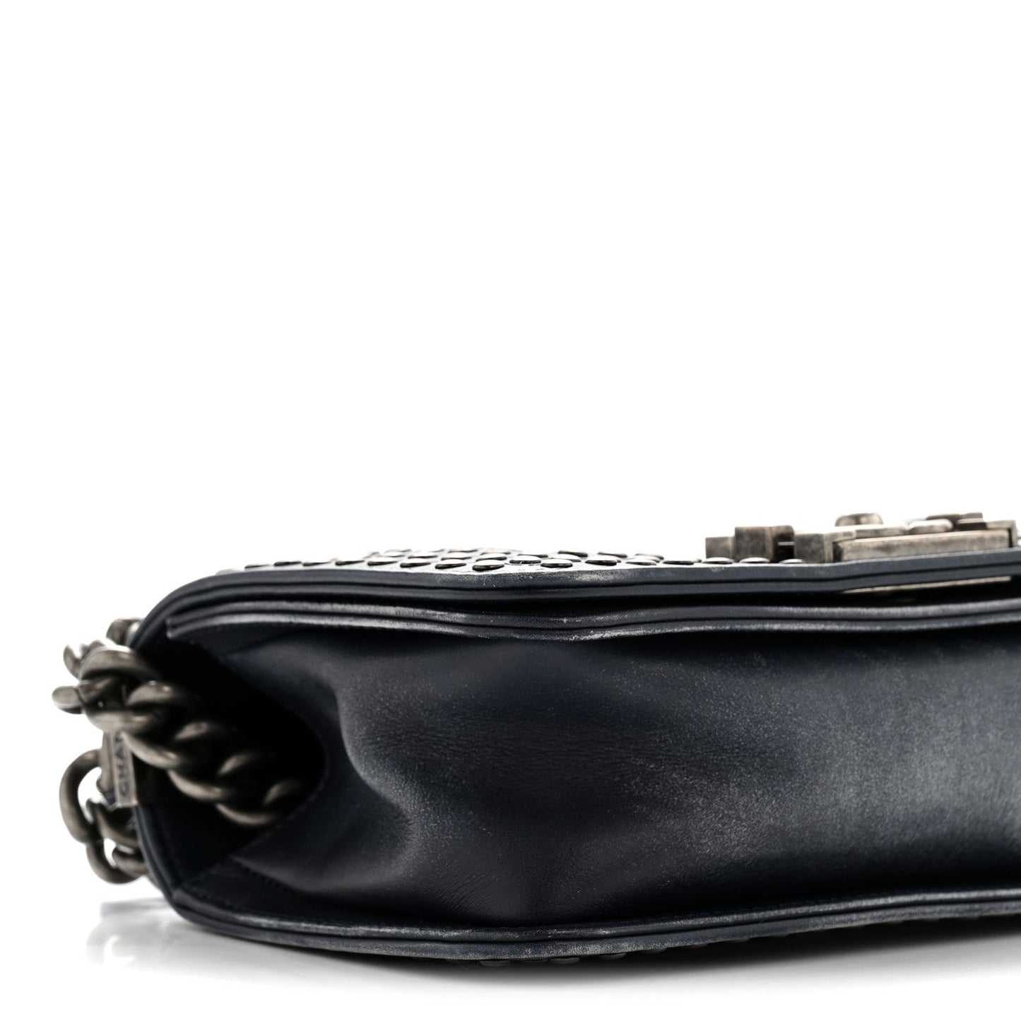 Faded Calfskin Quilted Small Studded Boy Flap Navy