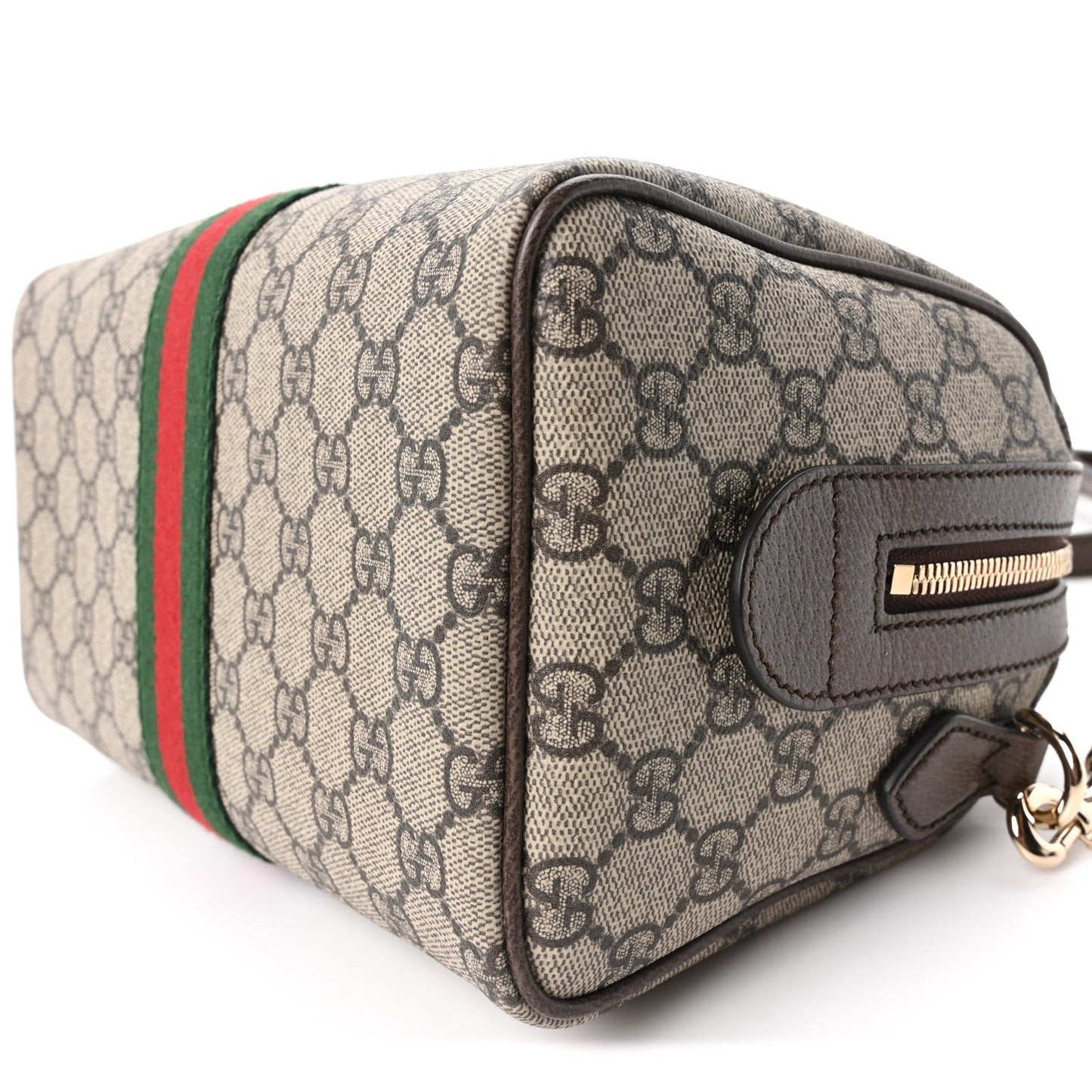 GG Supreme Monogram Web Medium Ophidia Top Handle Bag Beige Ebony New Acero