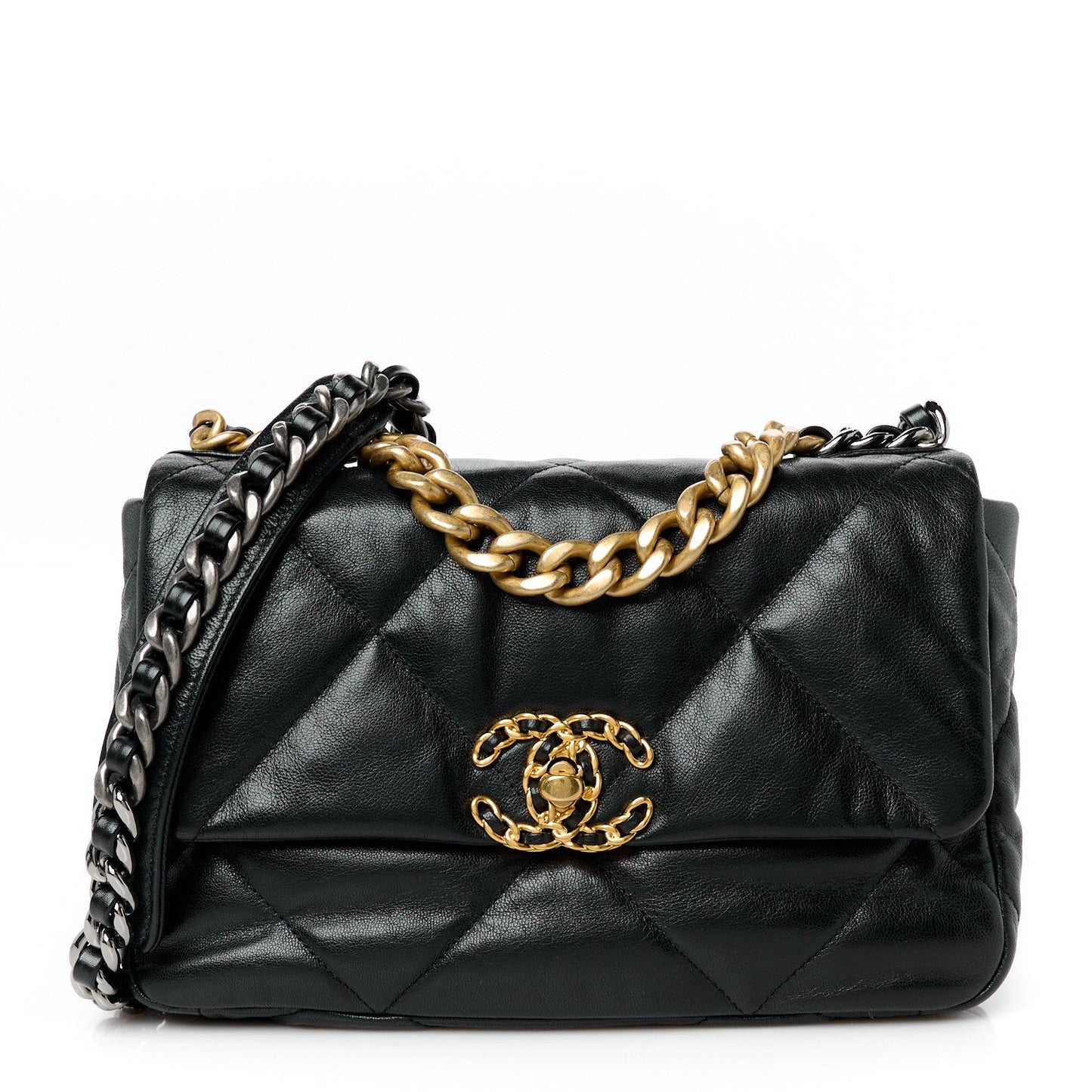 Goatskin Quilted Medium Chanel 19 Flap Black