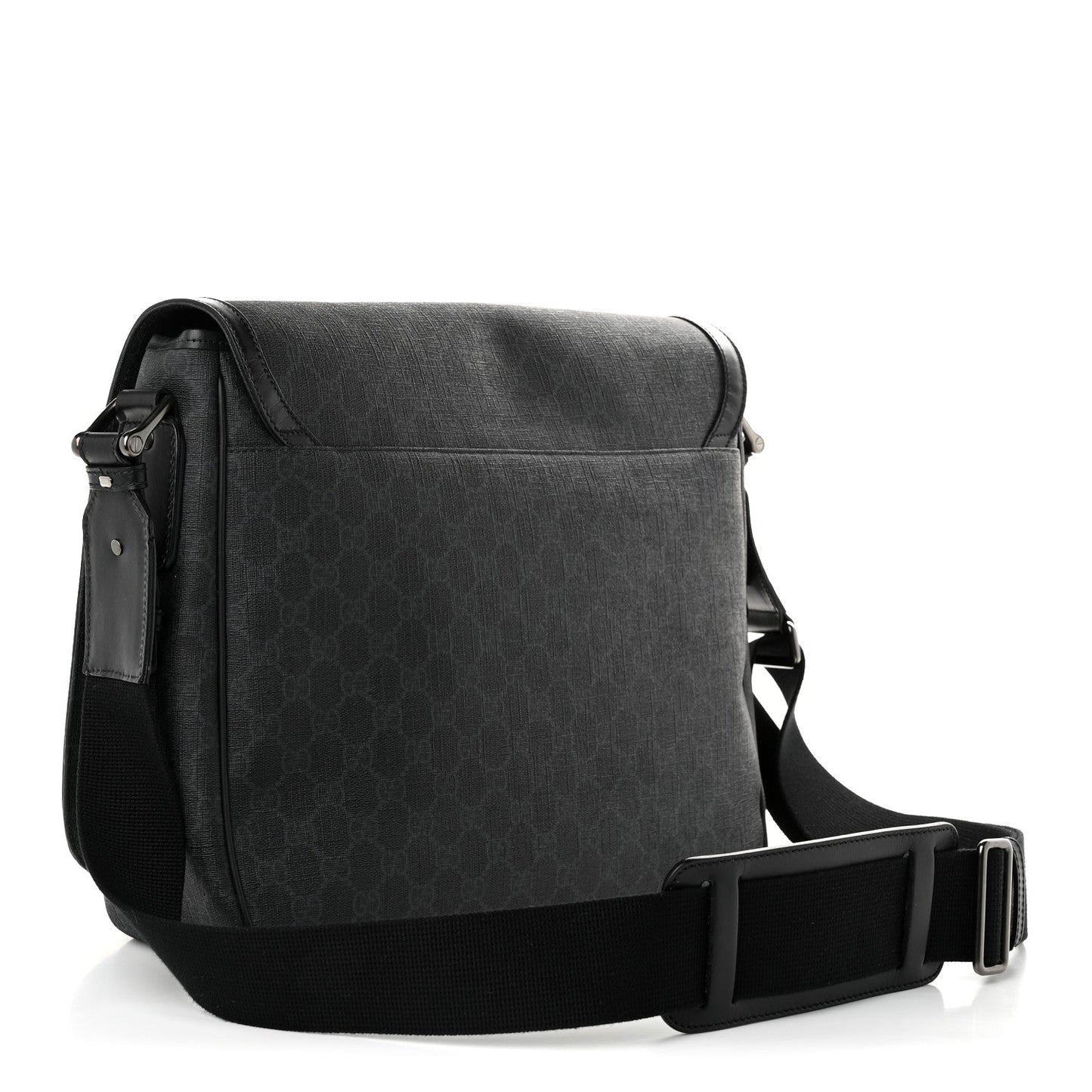 GG Supreme Monogram Flap Messenger Bag Black Grey